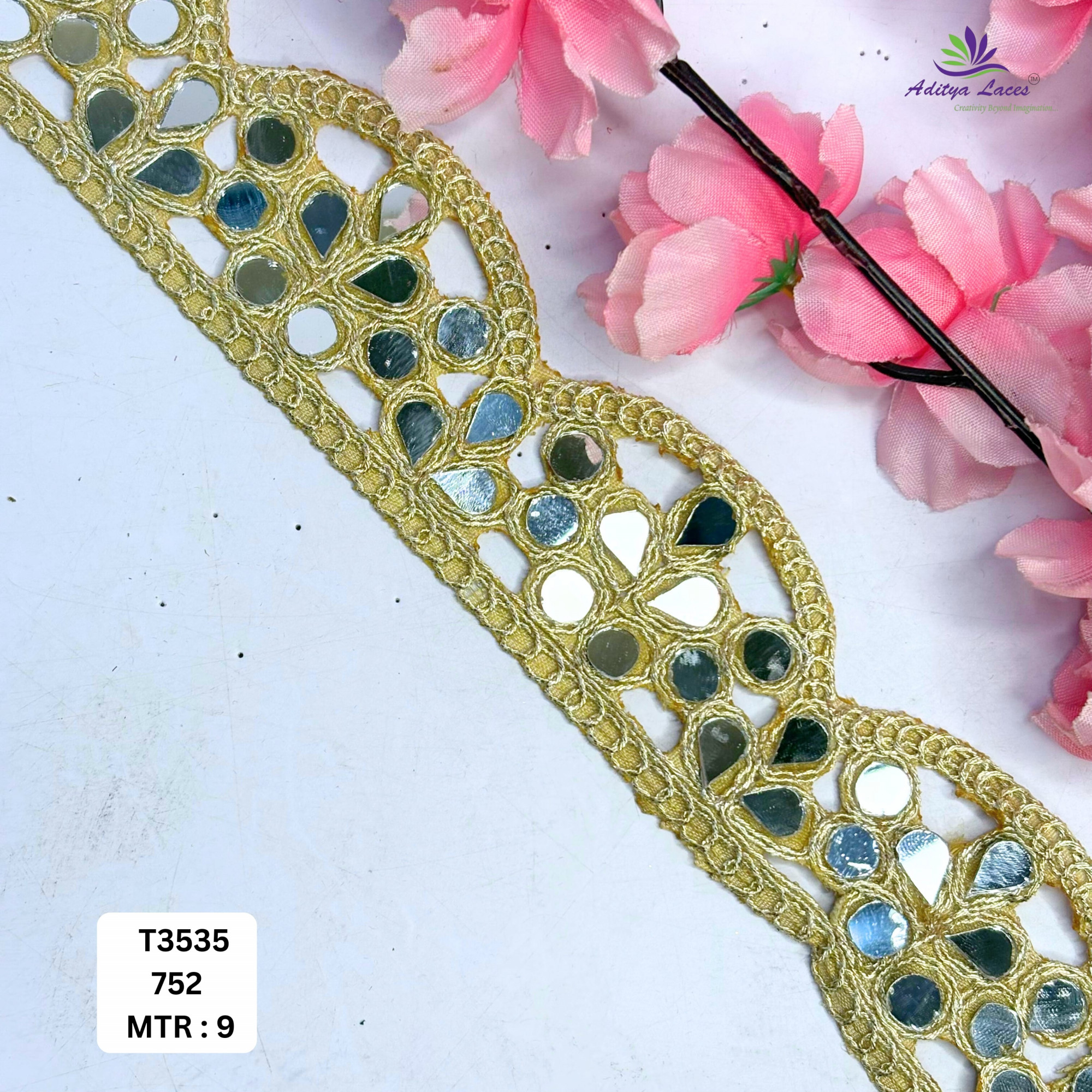 Ethnic Tissue Handwork Lace Border for Saree Bridal Ethnic Wear