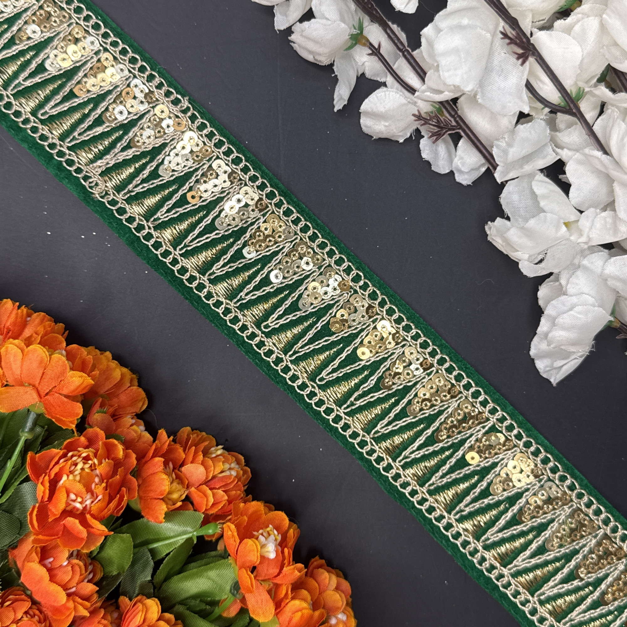 Decorative Velvet Lace Border Trim for Saree Lehenga Bridal Wear
