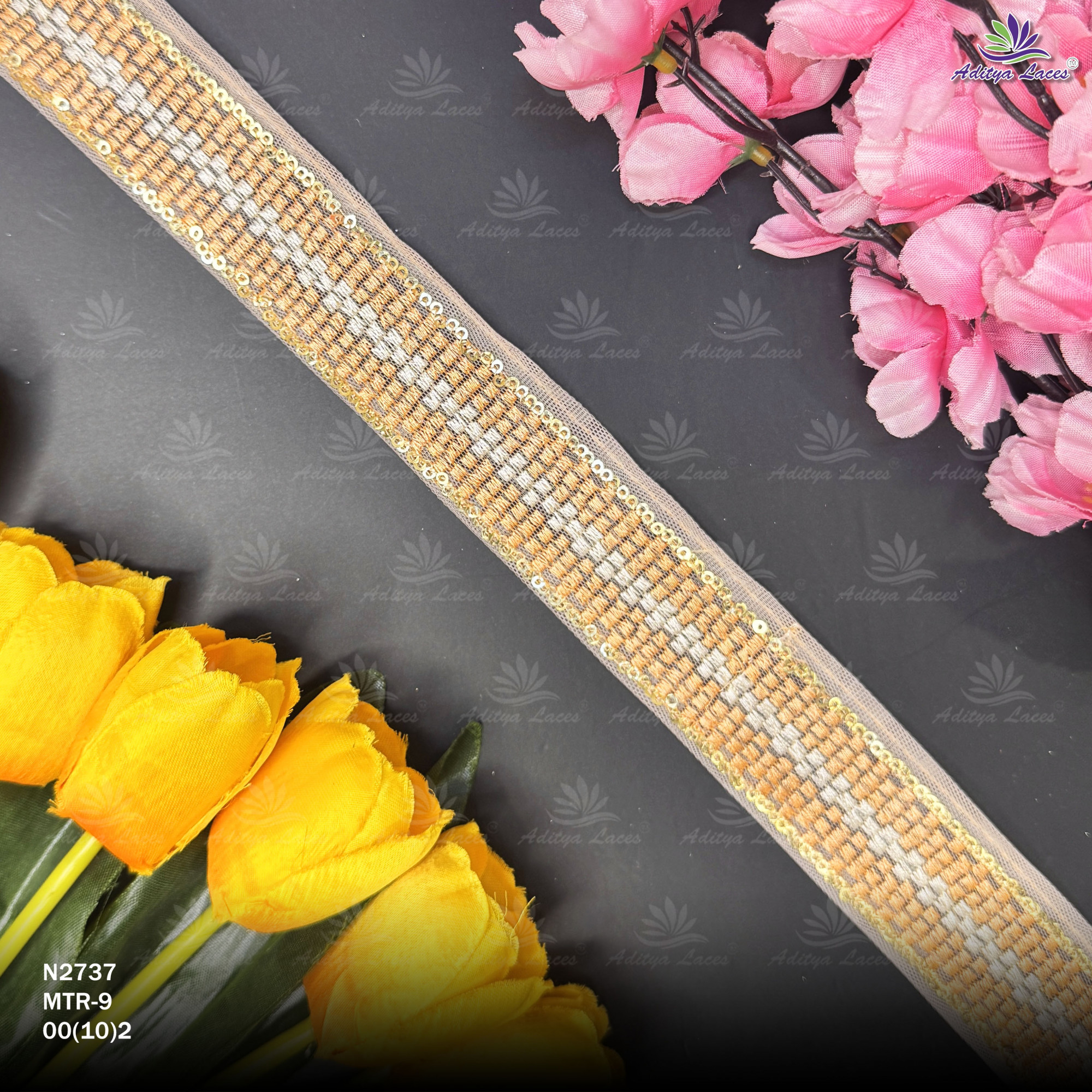 Traditional Embroidered Net Lace Border for Saree Bridal Wear