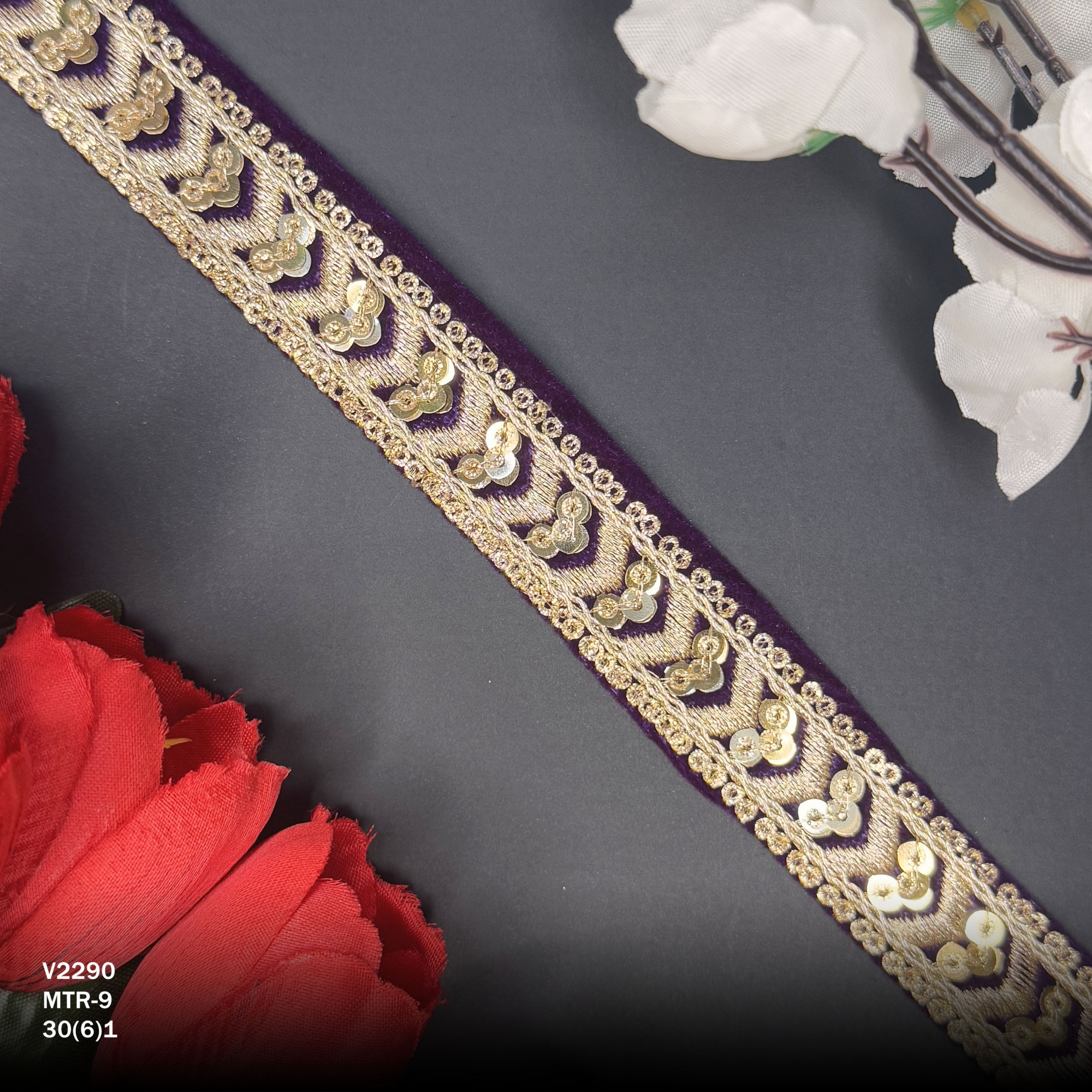 Elegant Velvet Lace Border Trim for Saree Lehenga Bridal Wear