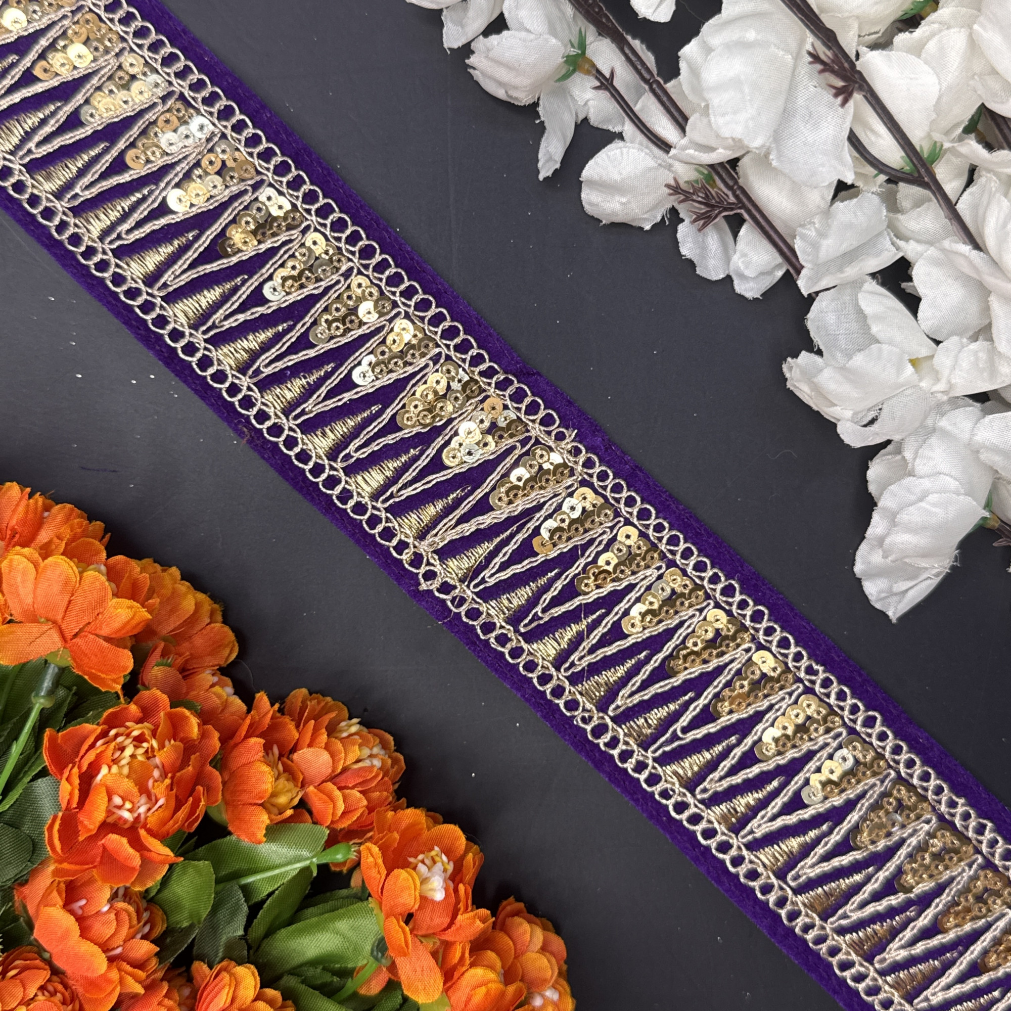 Decorative Velvet Lace Border Trim for Saree Lehenga Bridal Wear