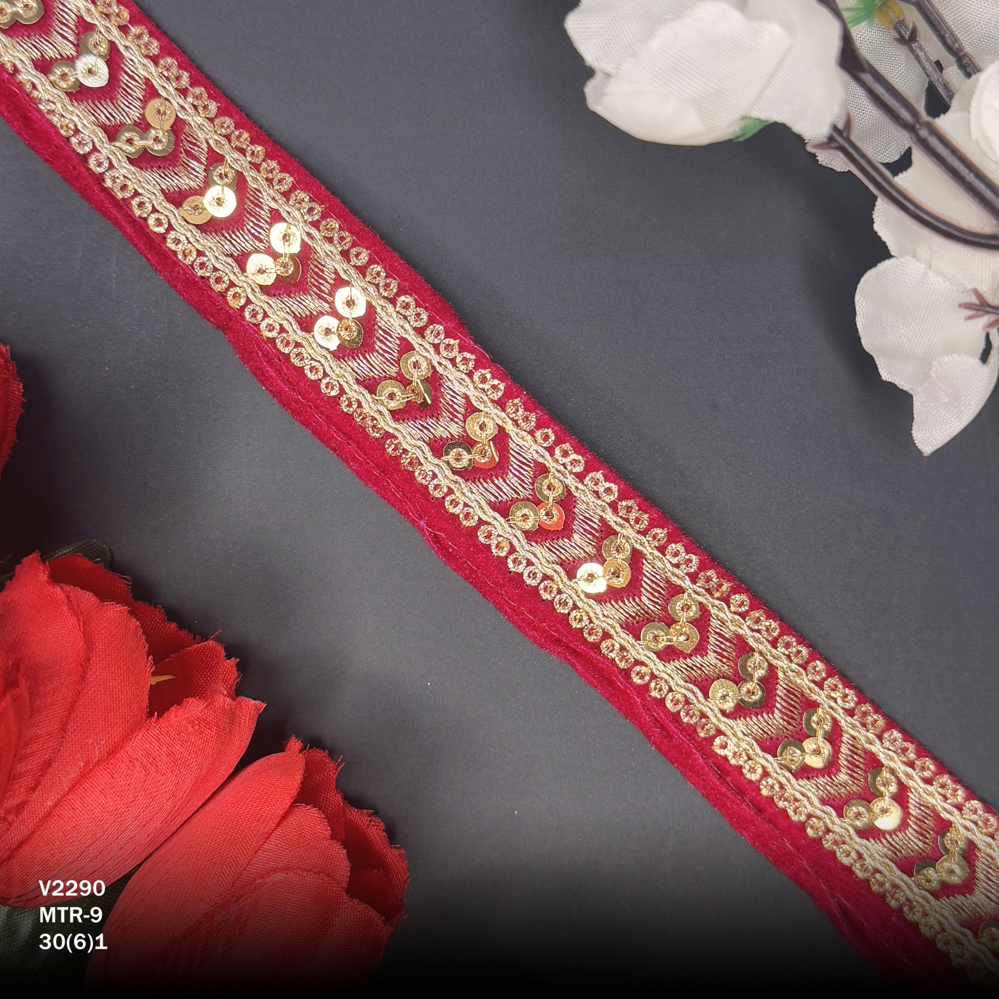 Elegant Velvet Lace Border Trim for Saree Lehenga Bridal Wear