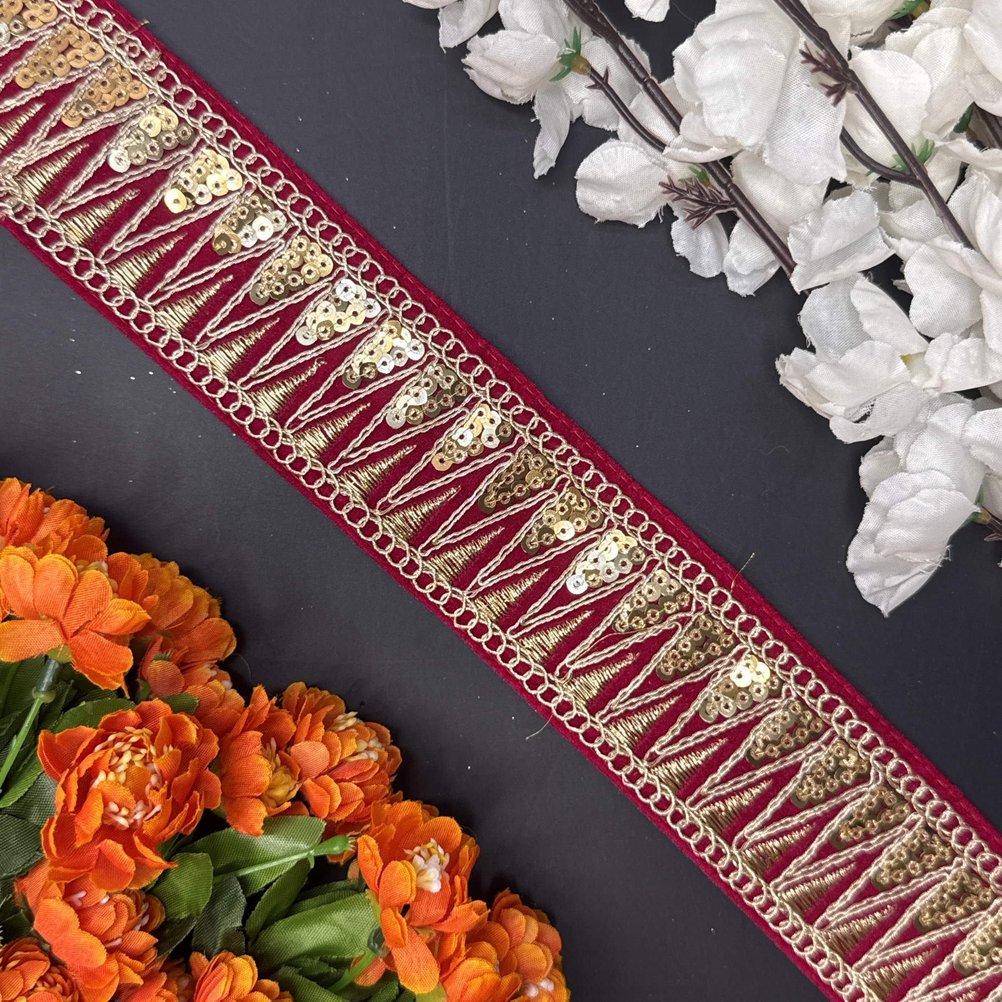 Decorative Velvet Lace Border Trim for Saree Lehenga Bridal Wear