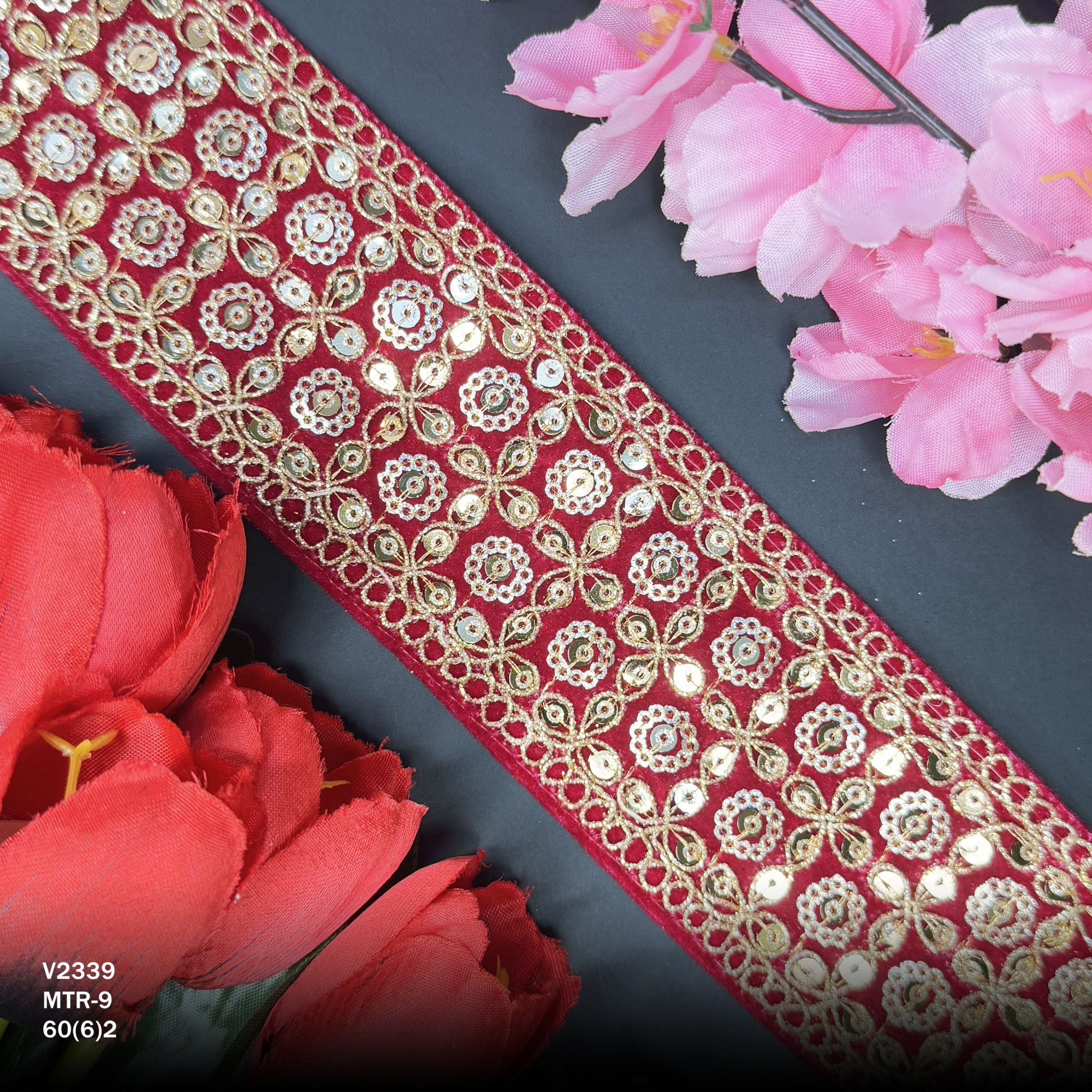 Luxury Velvet Lace Border Trim for Saree Lehenga Bridal Wear