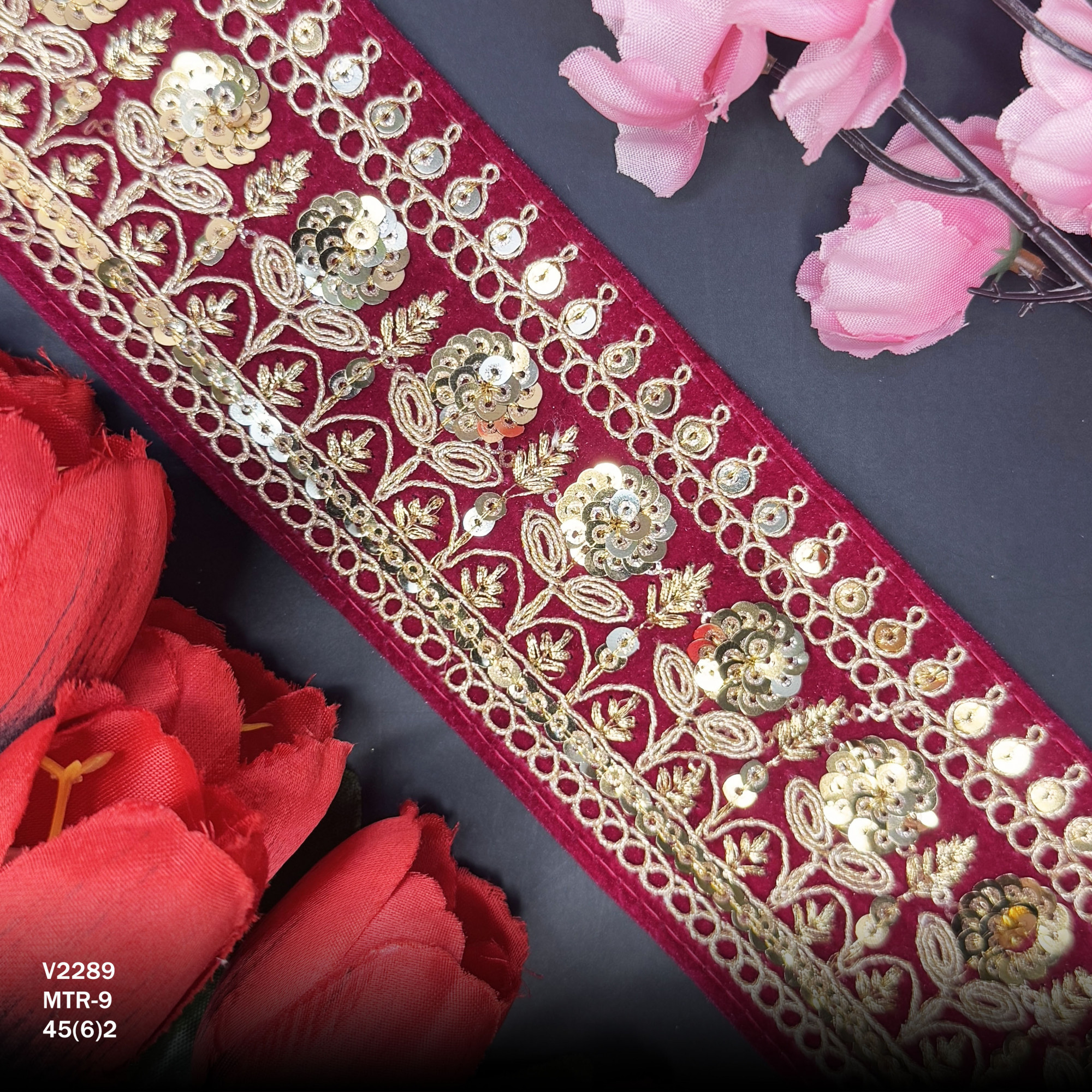 Elegant Velvet Lace Border Trim for Saree Lehenga Bridal Wear