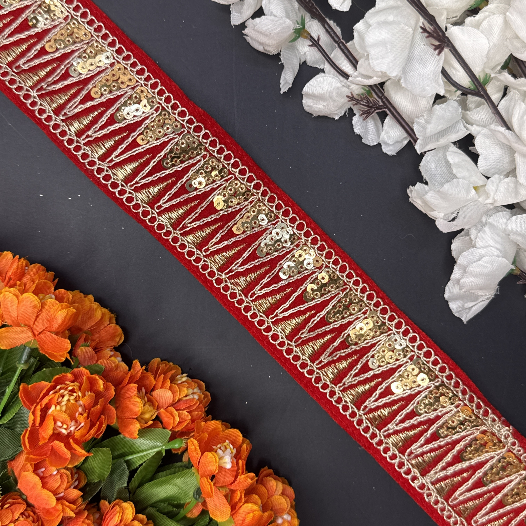 Decorative Velvet Lace Border Trim for Saree Lehenga Bridal Wear