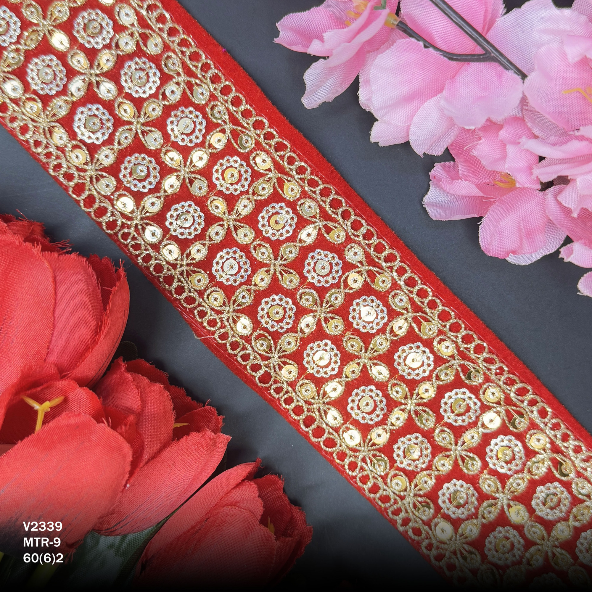 Luxury Velvet Lace Border Trim for Saree Lehenga Bridal Wear