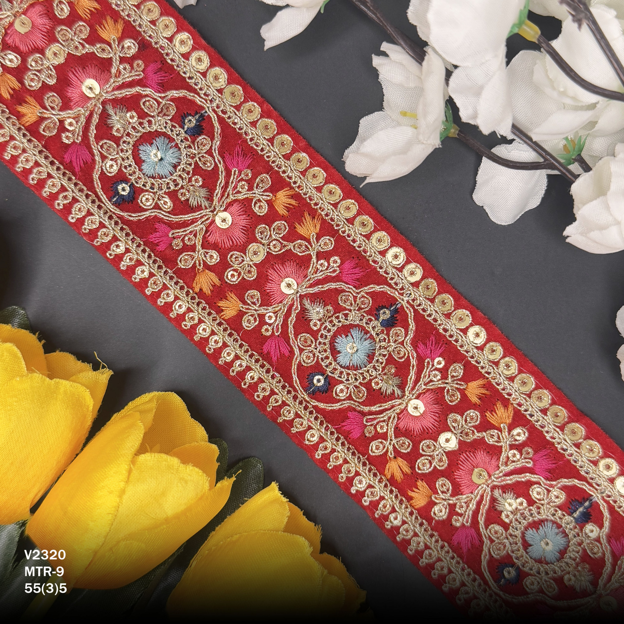 Traditional Velvet Lace Border Trim for Saree Lehenga Bridal Wear