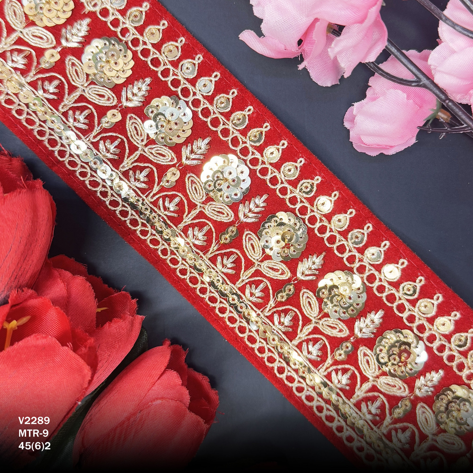 Elegant Velvet Lace Border Trim for Saree Lehenga Bridal Wear