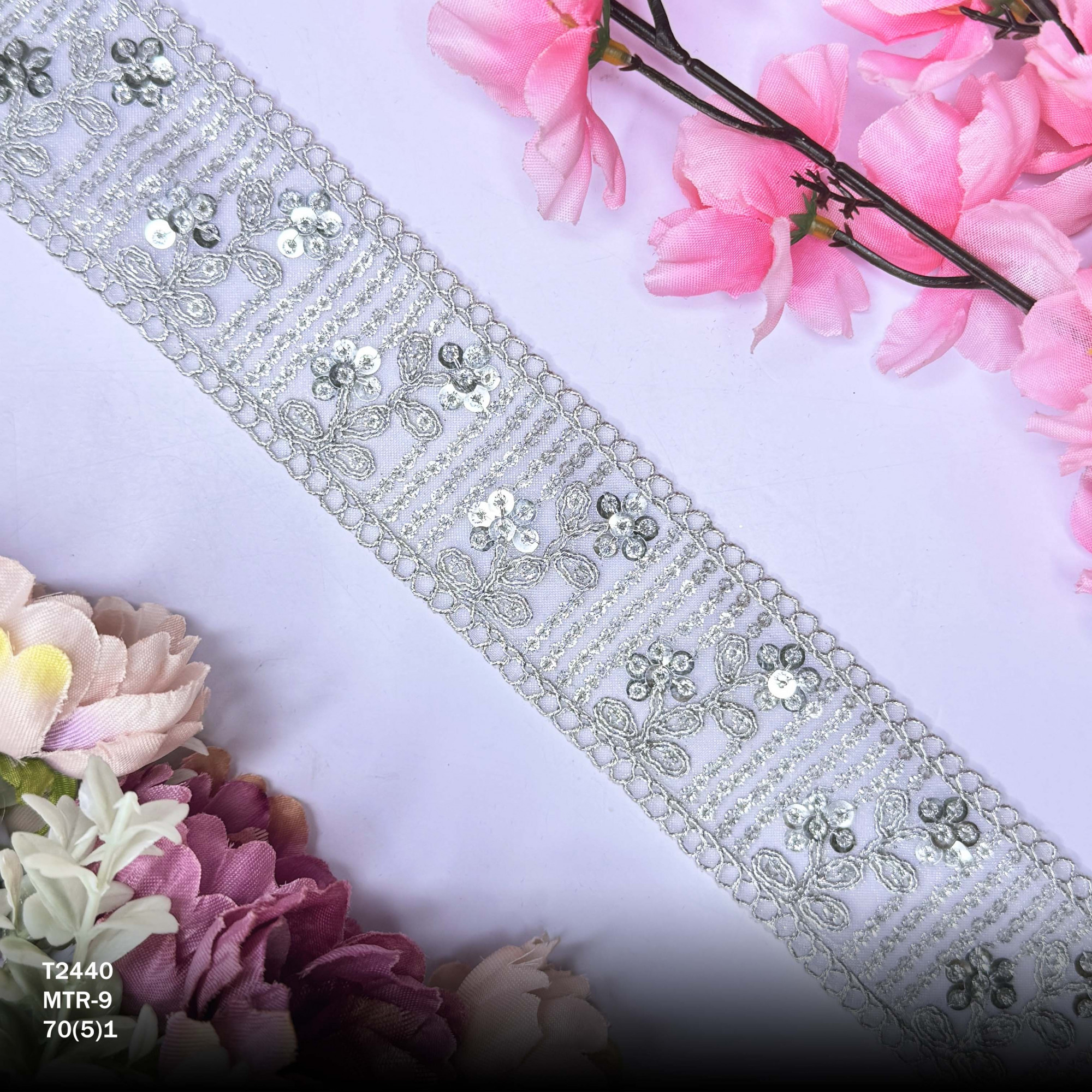Pearl Copper Gold Embroidery Lace Trim for Saree Garments