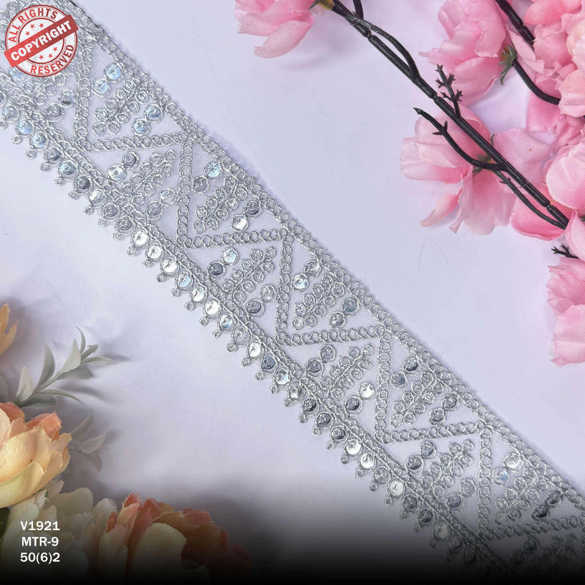 Designer Copper Gold Embroidery Lace Trim for Saree Garments