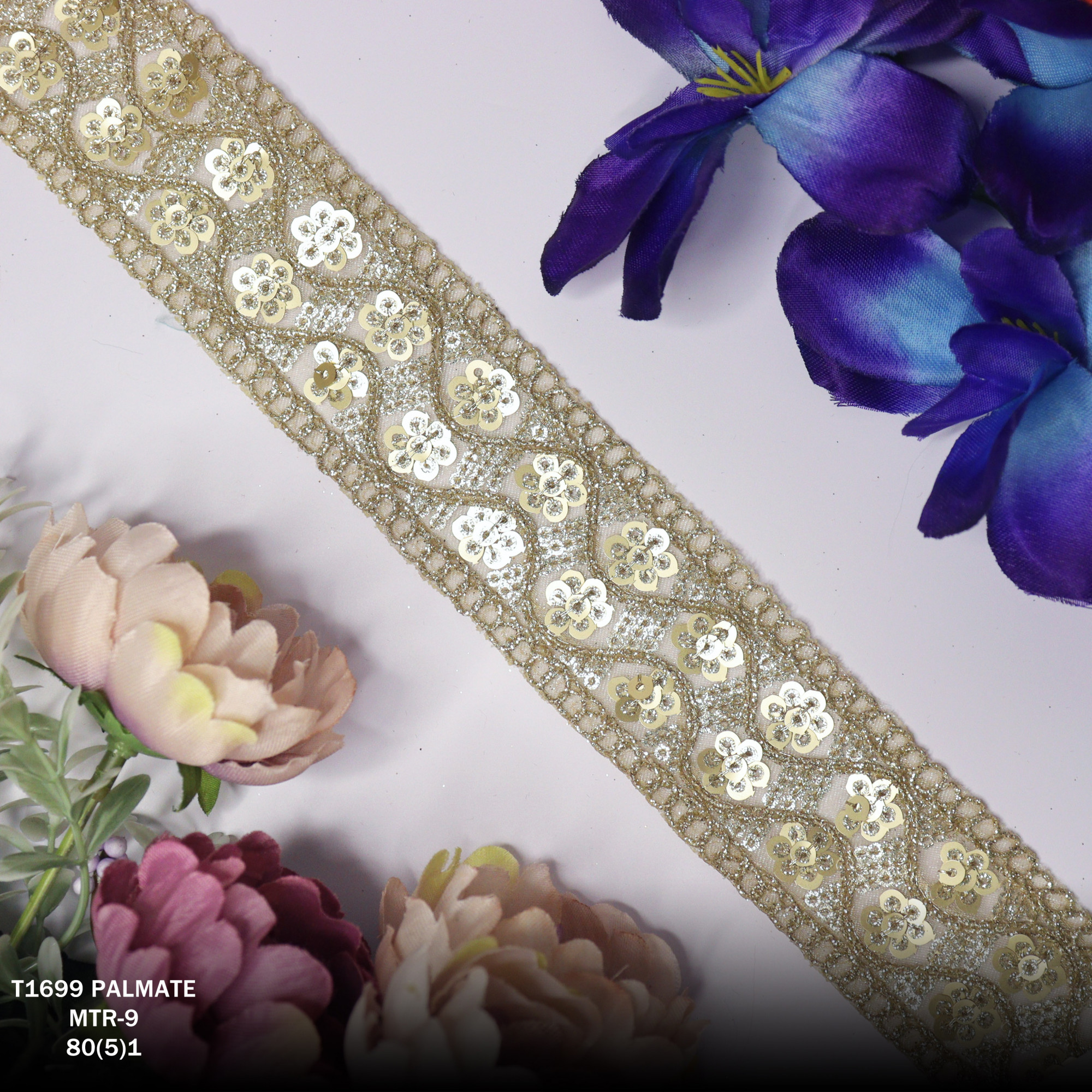 Fancy Copper Gold Embroidery Lace Trim for Saree Garments