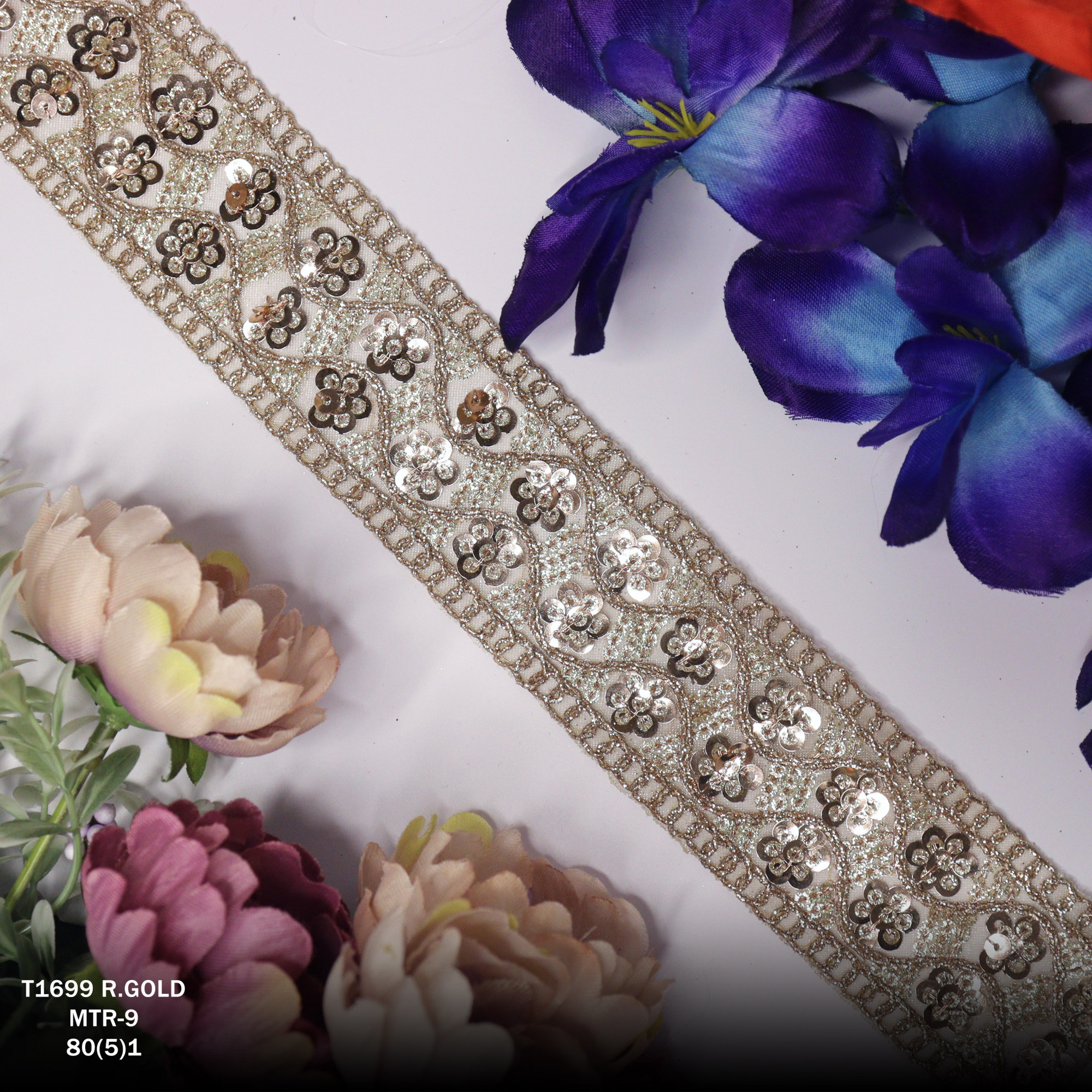 Fancy Copper Gold Embroidery Lace Trim for Saree Garments