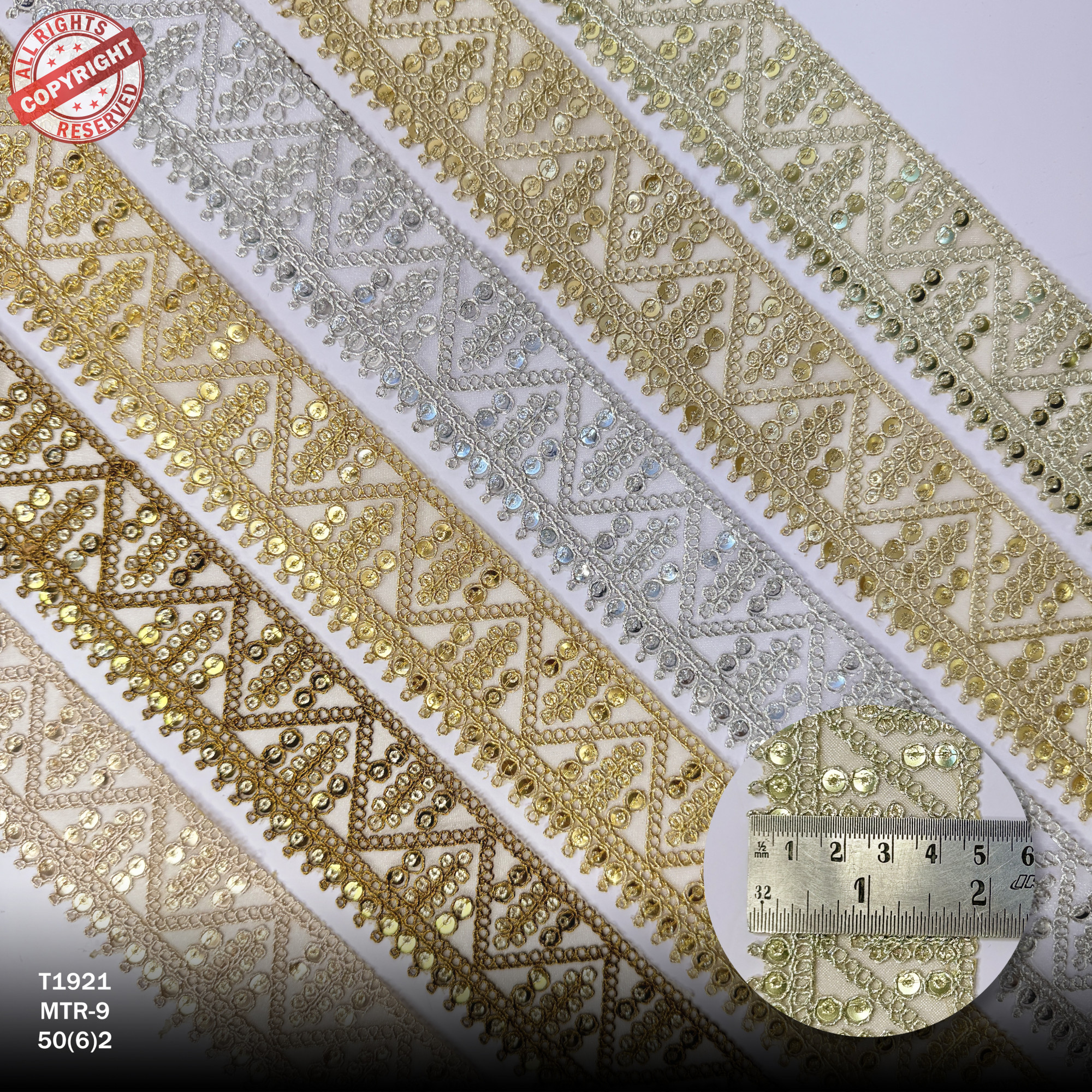 Designer Copper Gold Embroidery Lace Trim for Saree Garments
