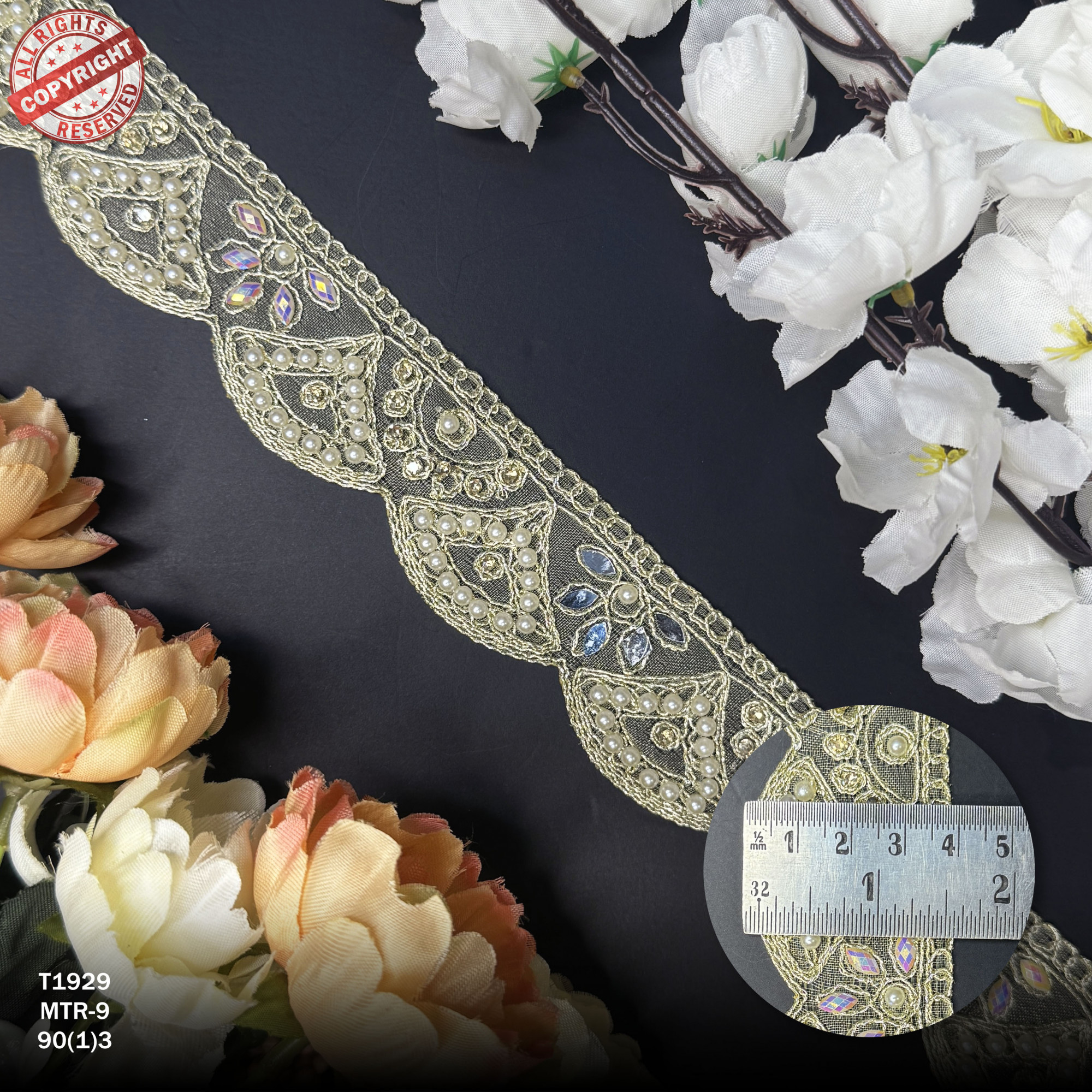 Stylish Tissue Handwork Lace Border for Saree Bridal Ethnic Wear