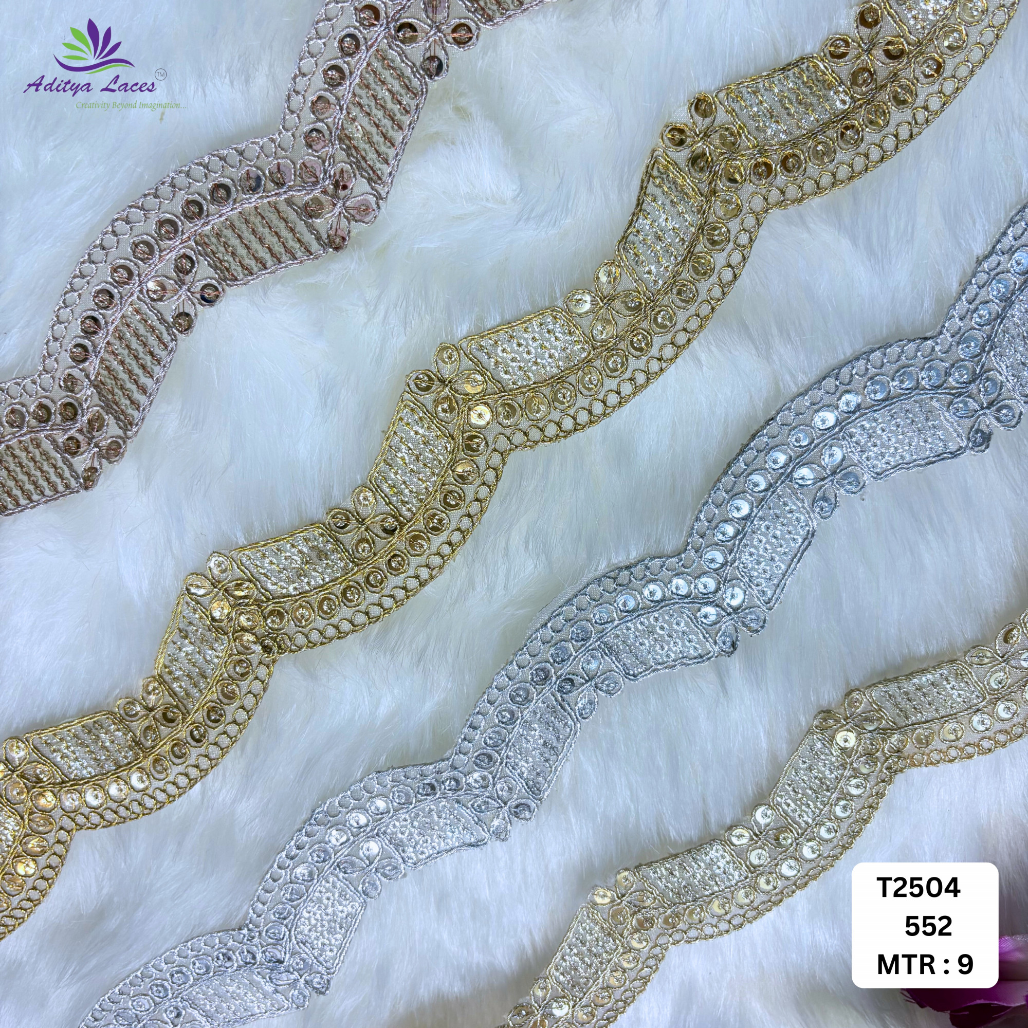 Royal Tissue Lace Border with Sequins Work for Saree Bridal Wear