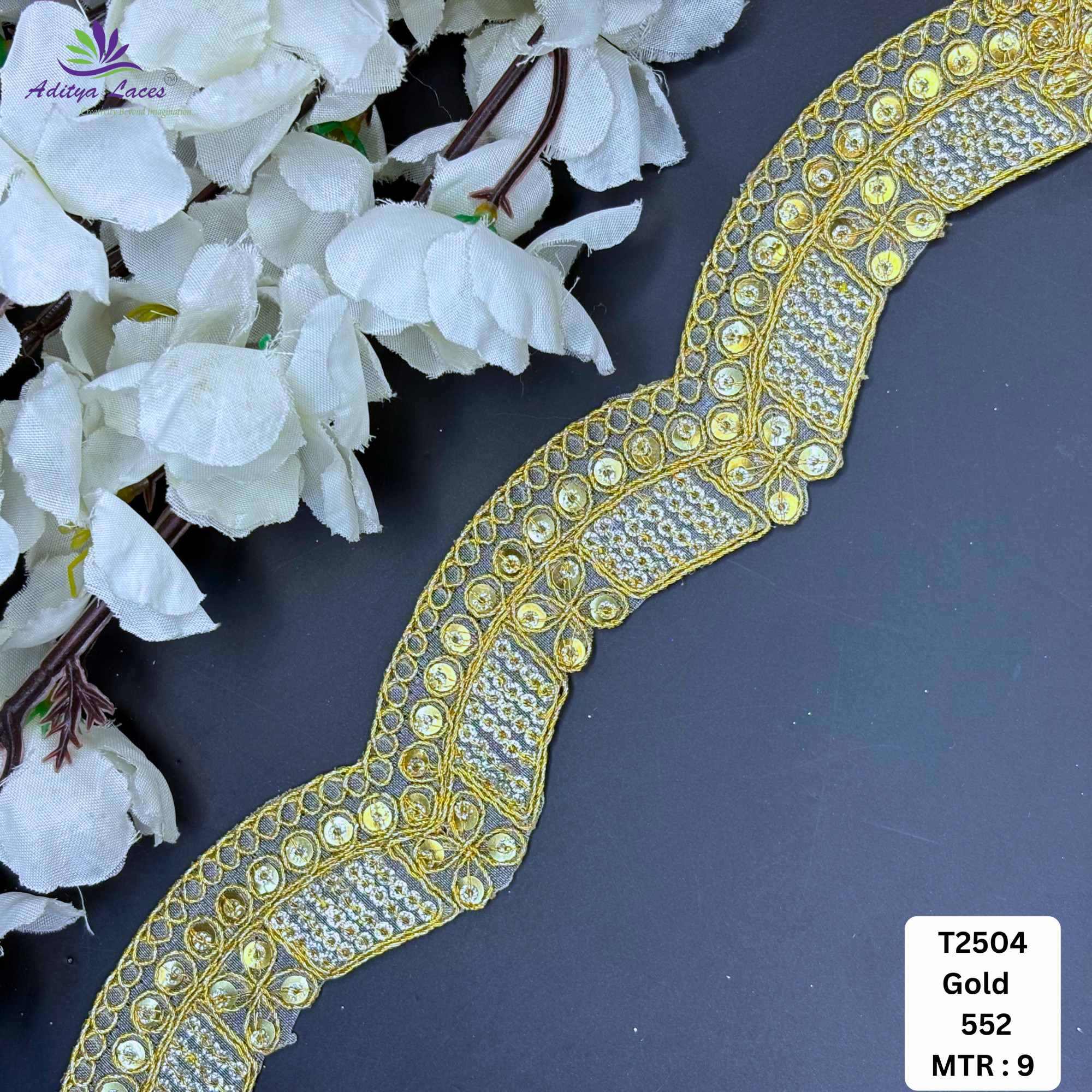 Royal Tissue Lace Border with Sequins Work for Saree Bridal Wear