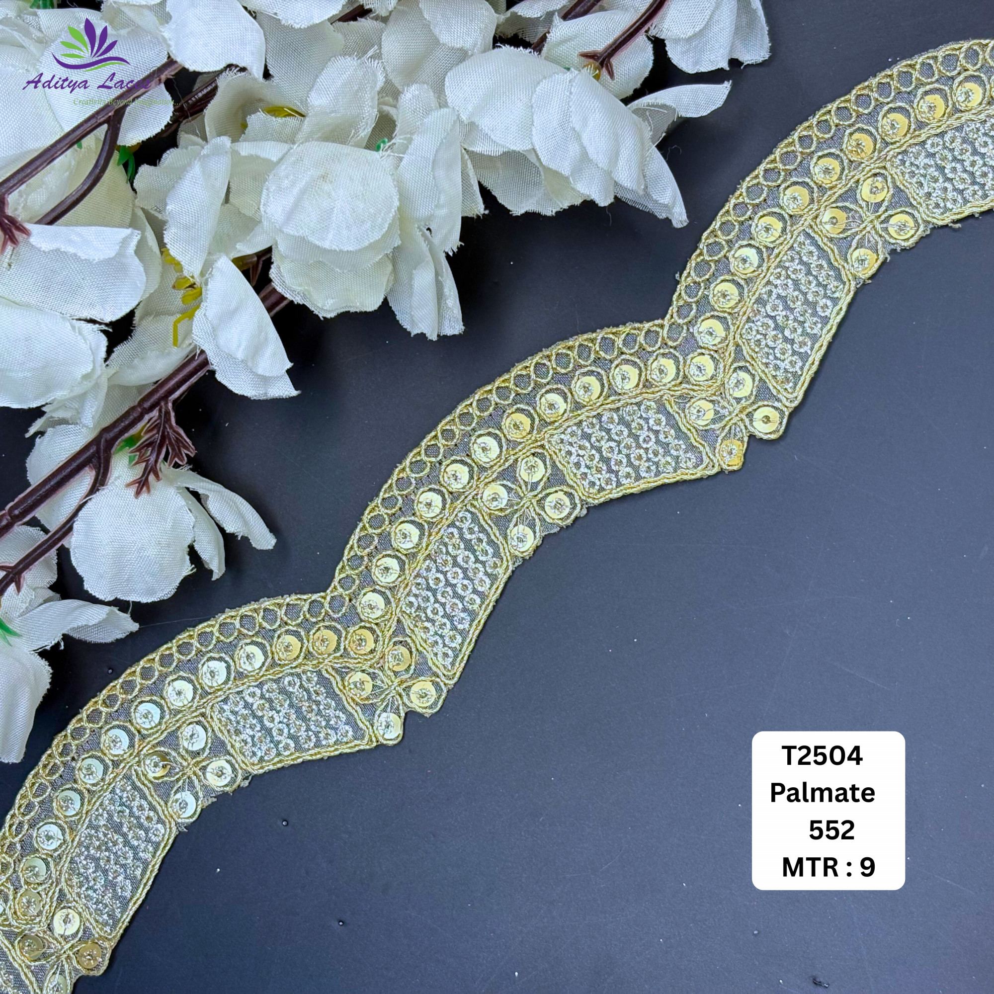 Royal Tissue Lace Border with Sequins Work for Saree Bridal Wear