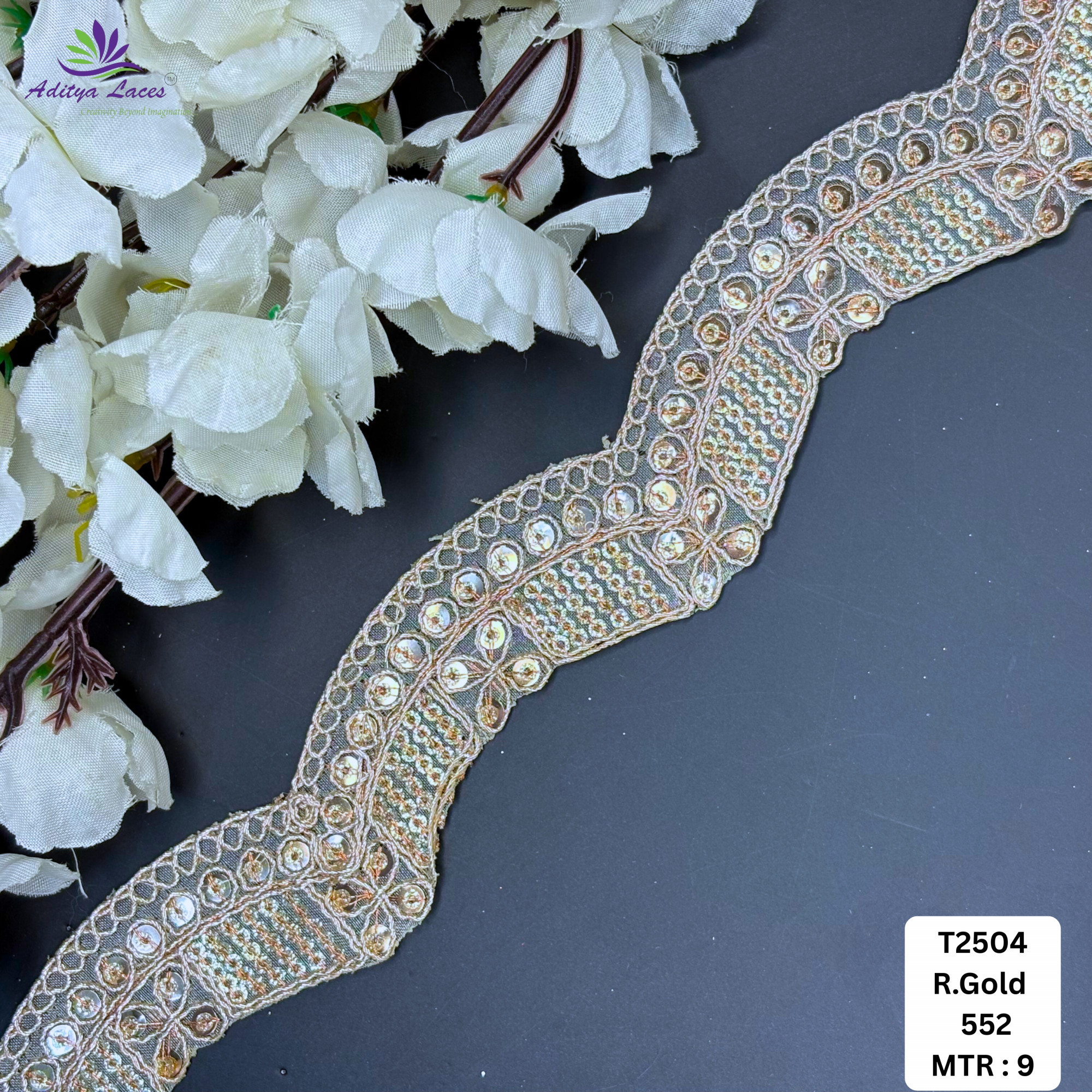 Royal Tissue Lace Border with Sequins Work for Saree Bridal Wear