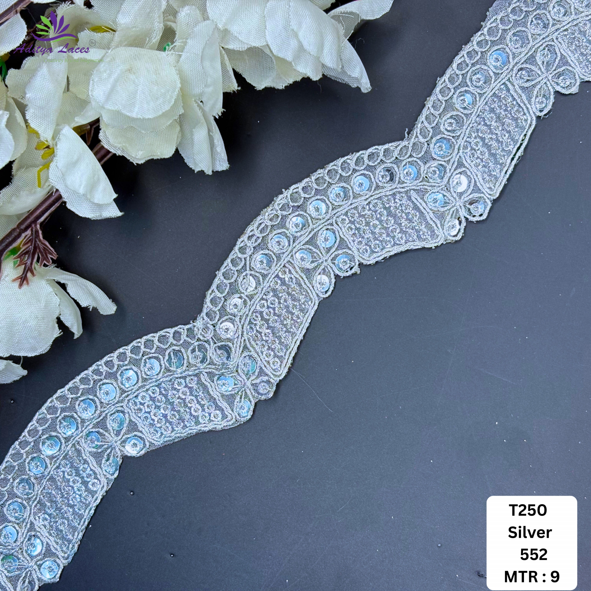 Royal Tissue Lace Border with Sequins Work for Saree Bridal Wear