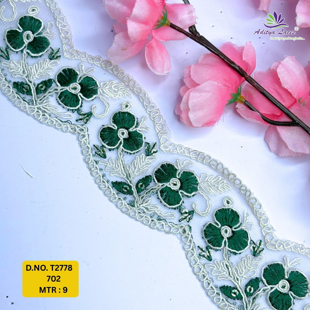 Traditional Embroidered Net Lace Border for Saree Bridal Wear