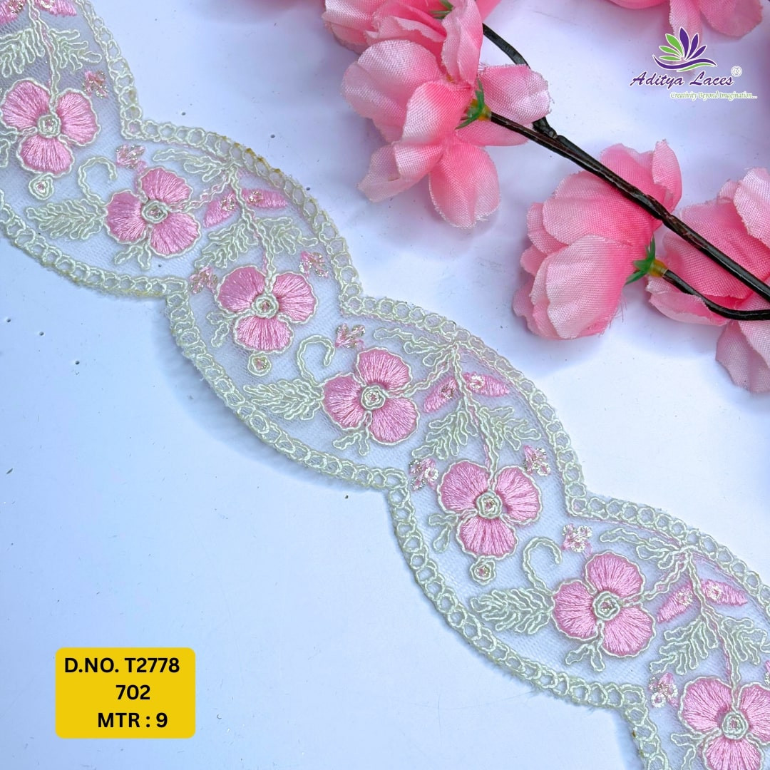 Traditional Embroidered Net Lace Border for Saree Bridal Wear