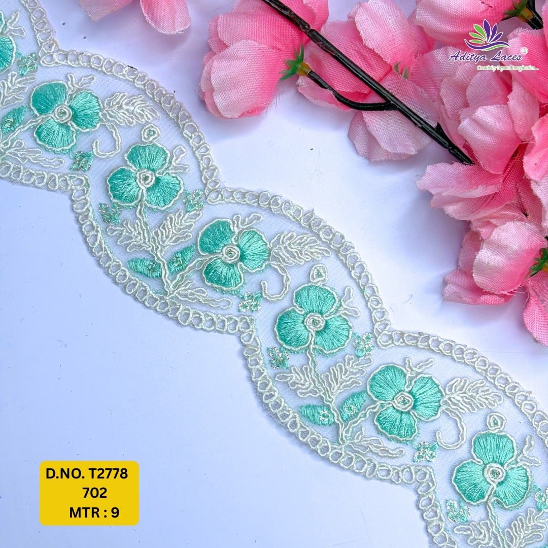 Traditional Embroidered Net Lace Border for Saree Bridal Wear