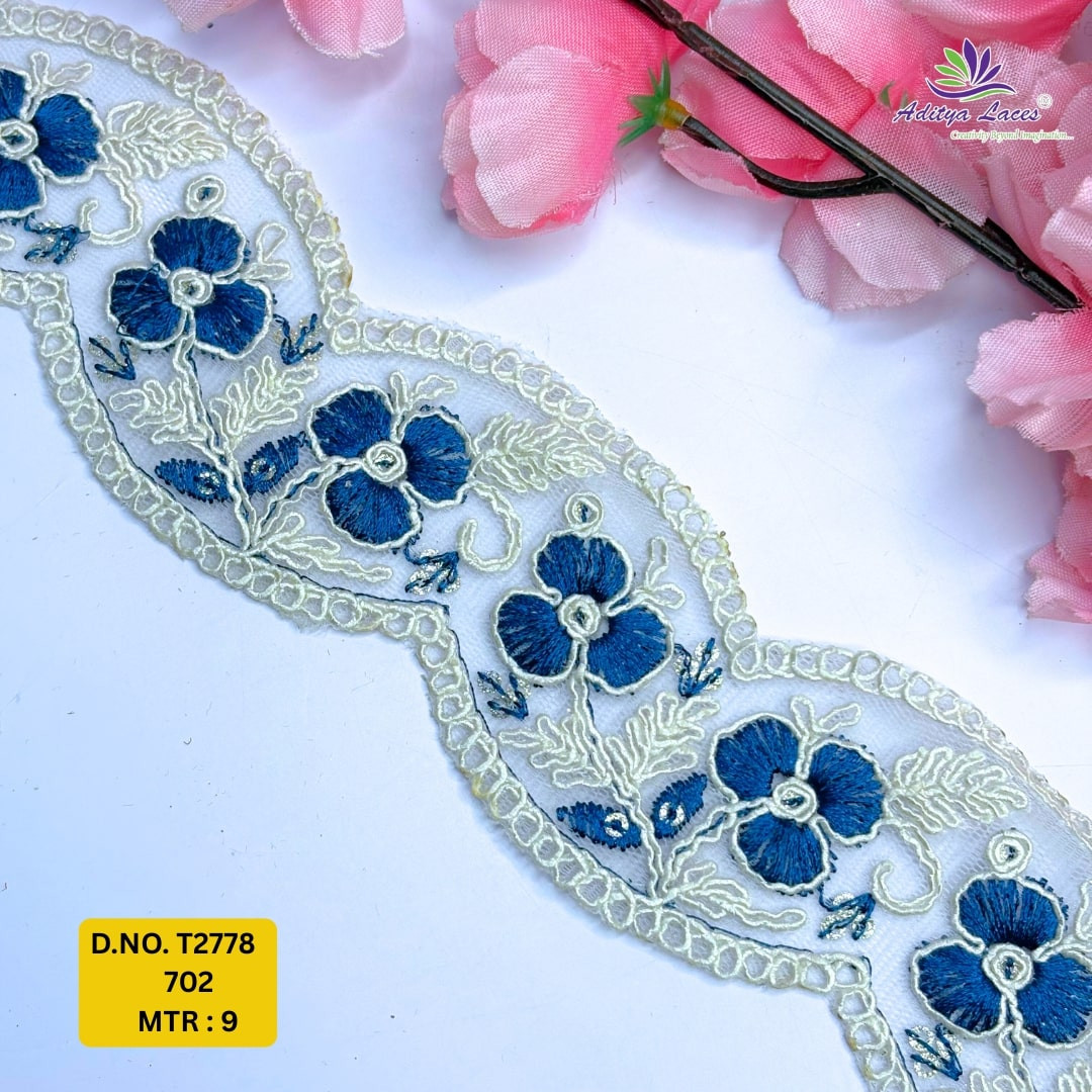 Traditional Embroidered Net Lace Border for Saree Bridal Wear