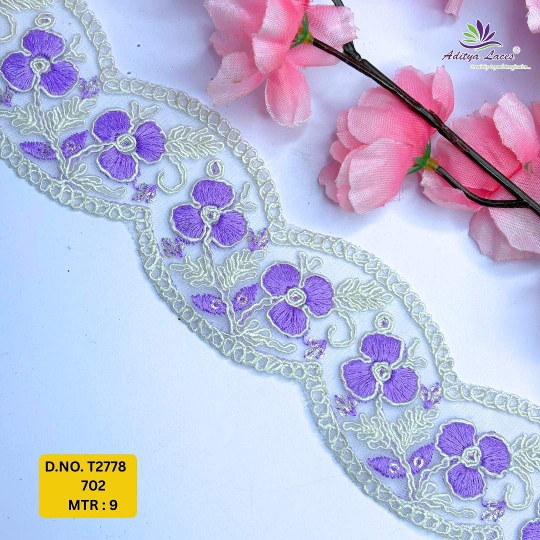 Traditional Embroidered Net Lace Border for Saree Bridal Wear