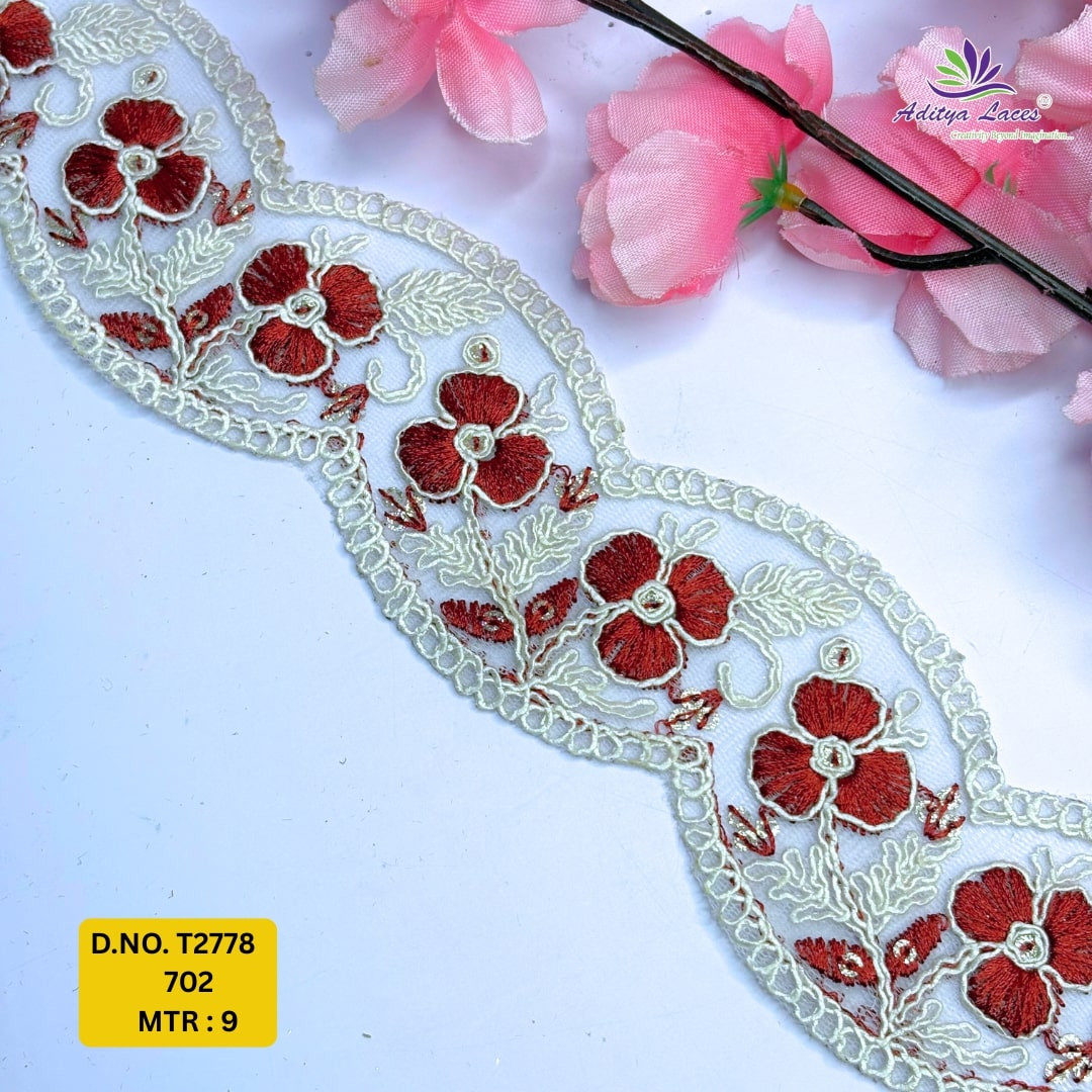Traditional Embroidered Net Lace Border for Saree Bridal Wear