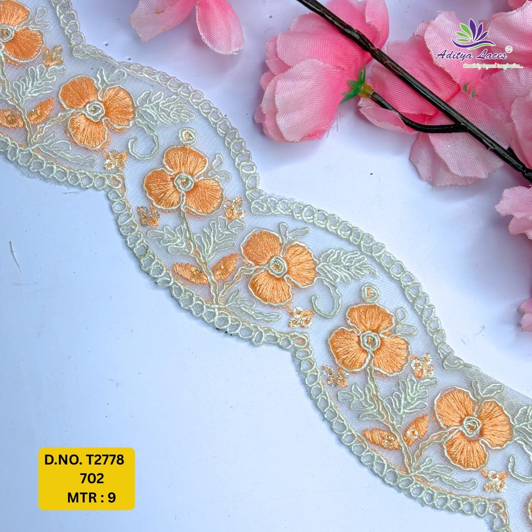 Traditional Embroidered Net Lace Border for Saree Bridal Wear