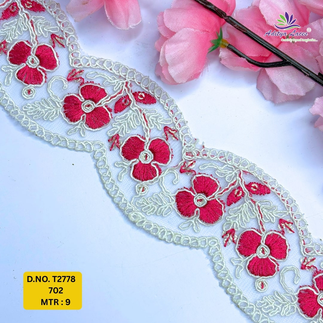 Traditional Embroidered Net Lace Border for Saree Bridal Wear