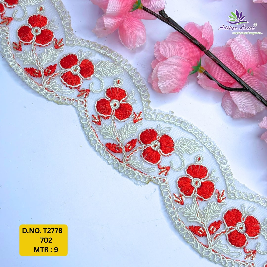 Traditional Embroidered Net Lace Border for Saree Bridal Wear