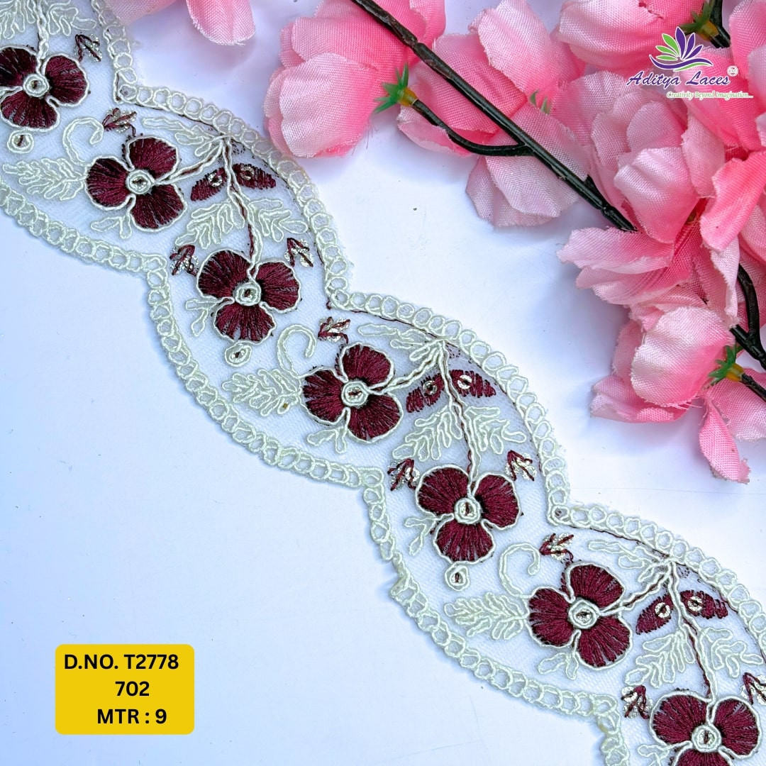 Traditional Embroidered Net Lace Border for Saree Bridal Wear
