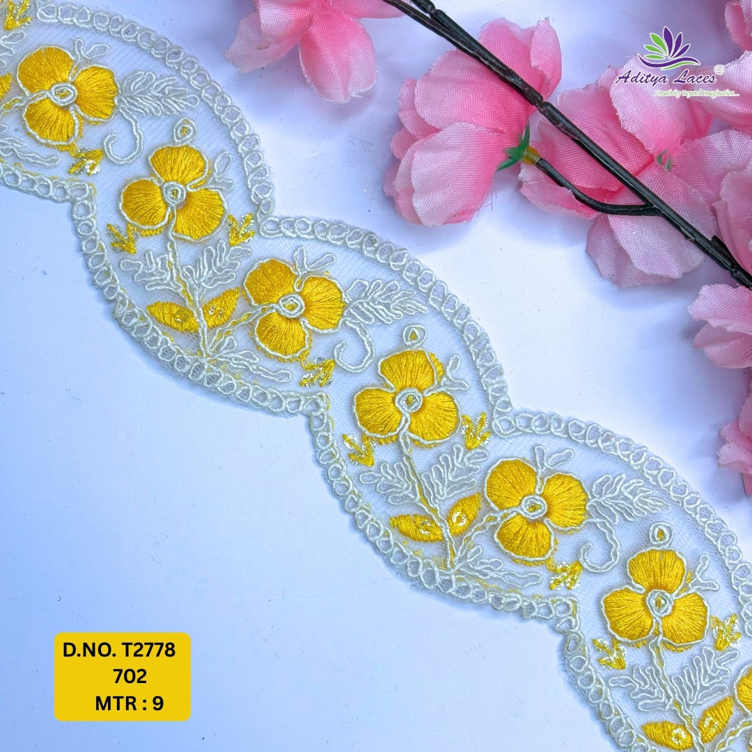 Traditional Embroidered Net Lace Border for Saree Bridal Wear
