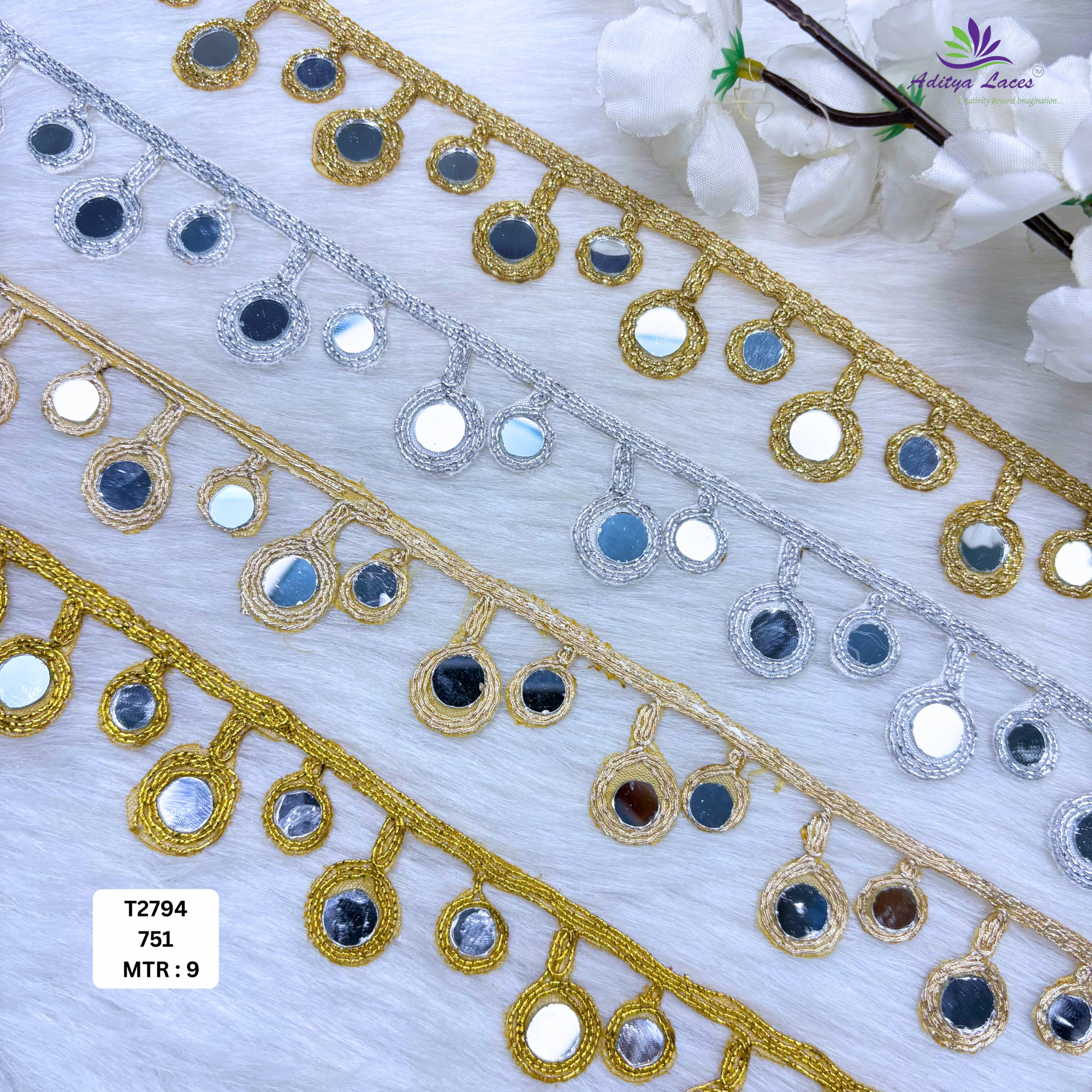 Ethnic Tissue Handwork Lace Border for Saree Bridal Ethnic Wear