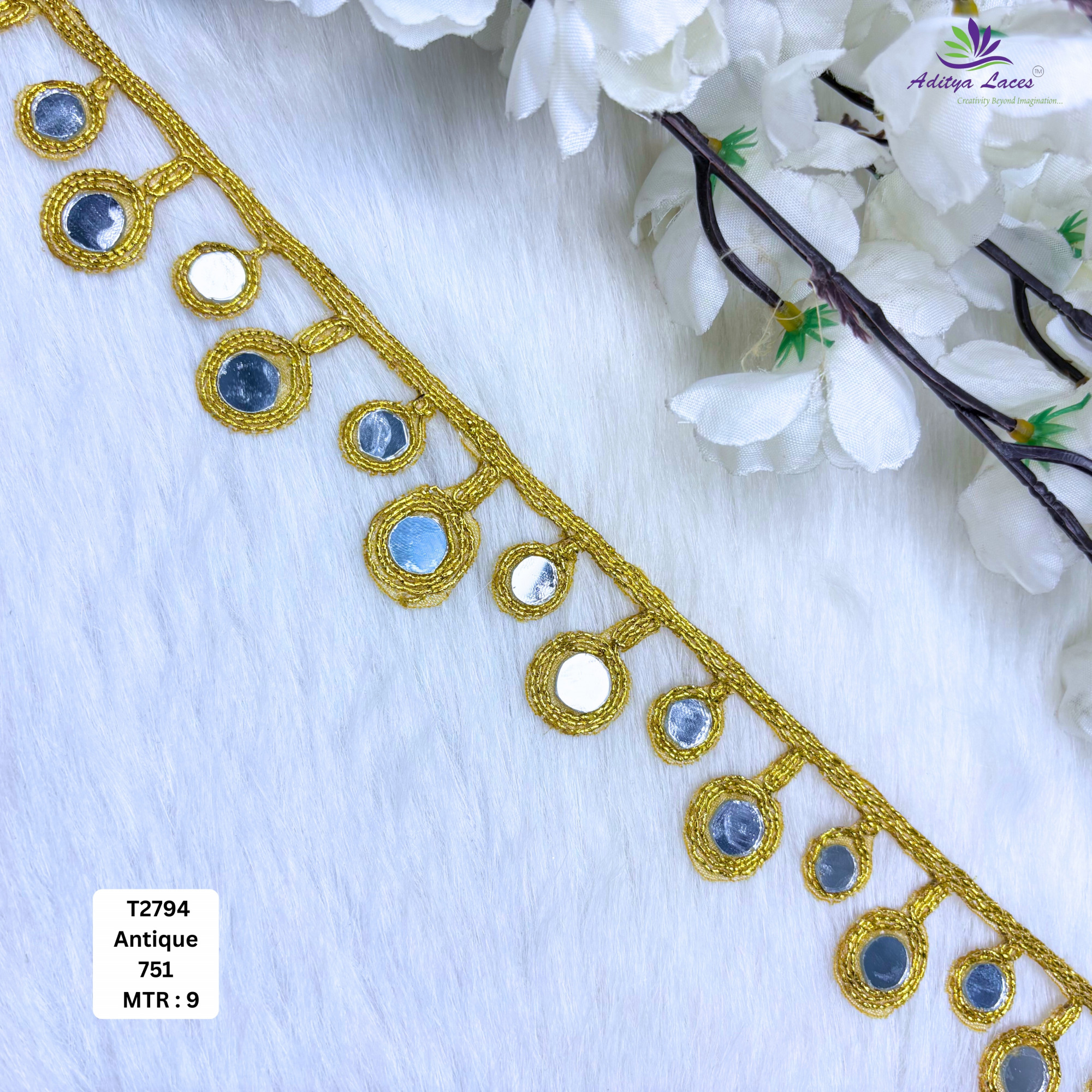 Ethnic Tissue Handwork Lace Border for Saree Bridal Ethnic Wear