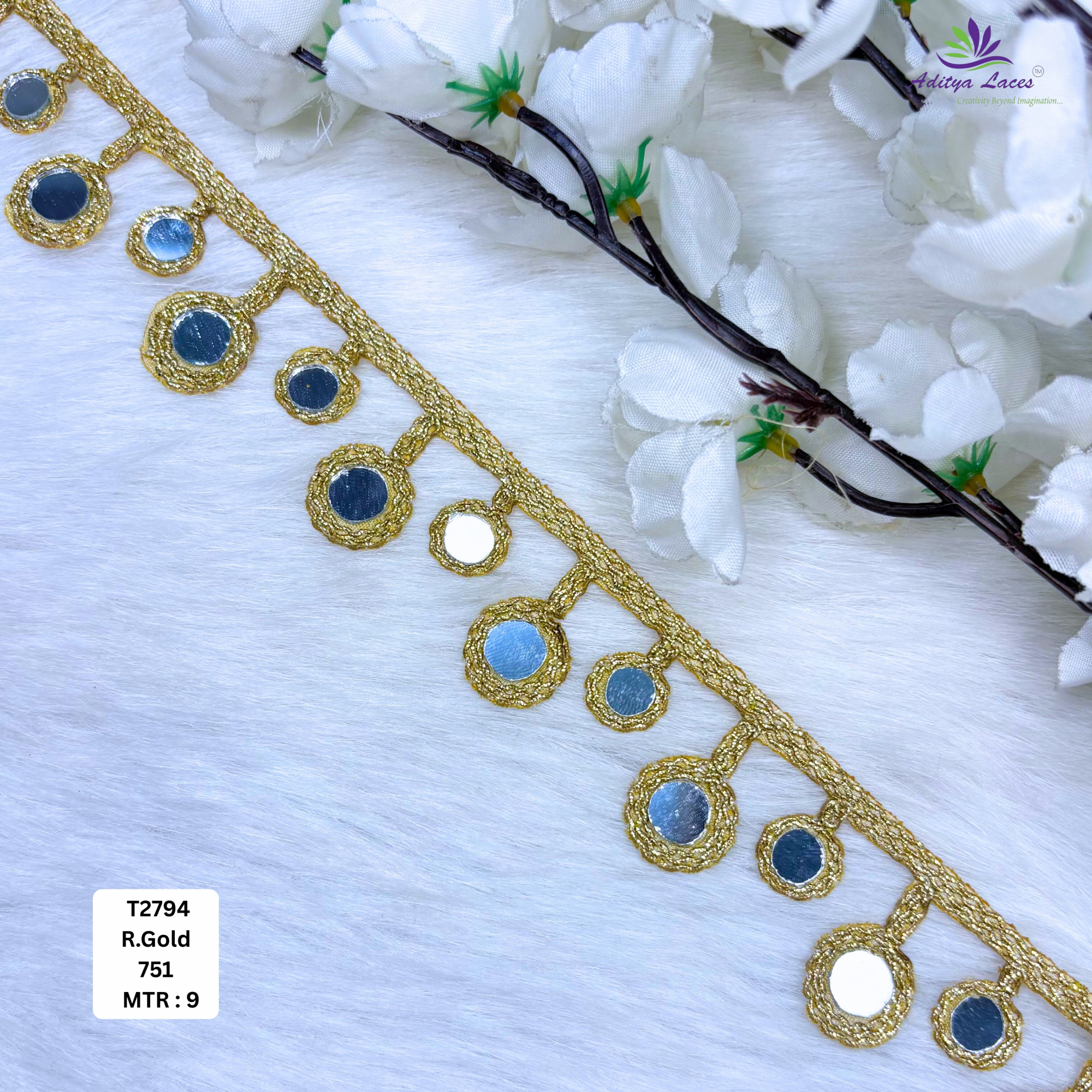 Ethnic Tissue Handwork Lace Border for Saree Bridal Ethnic Wear