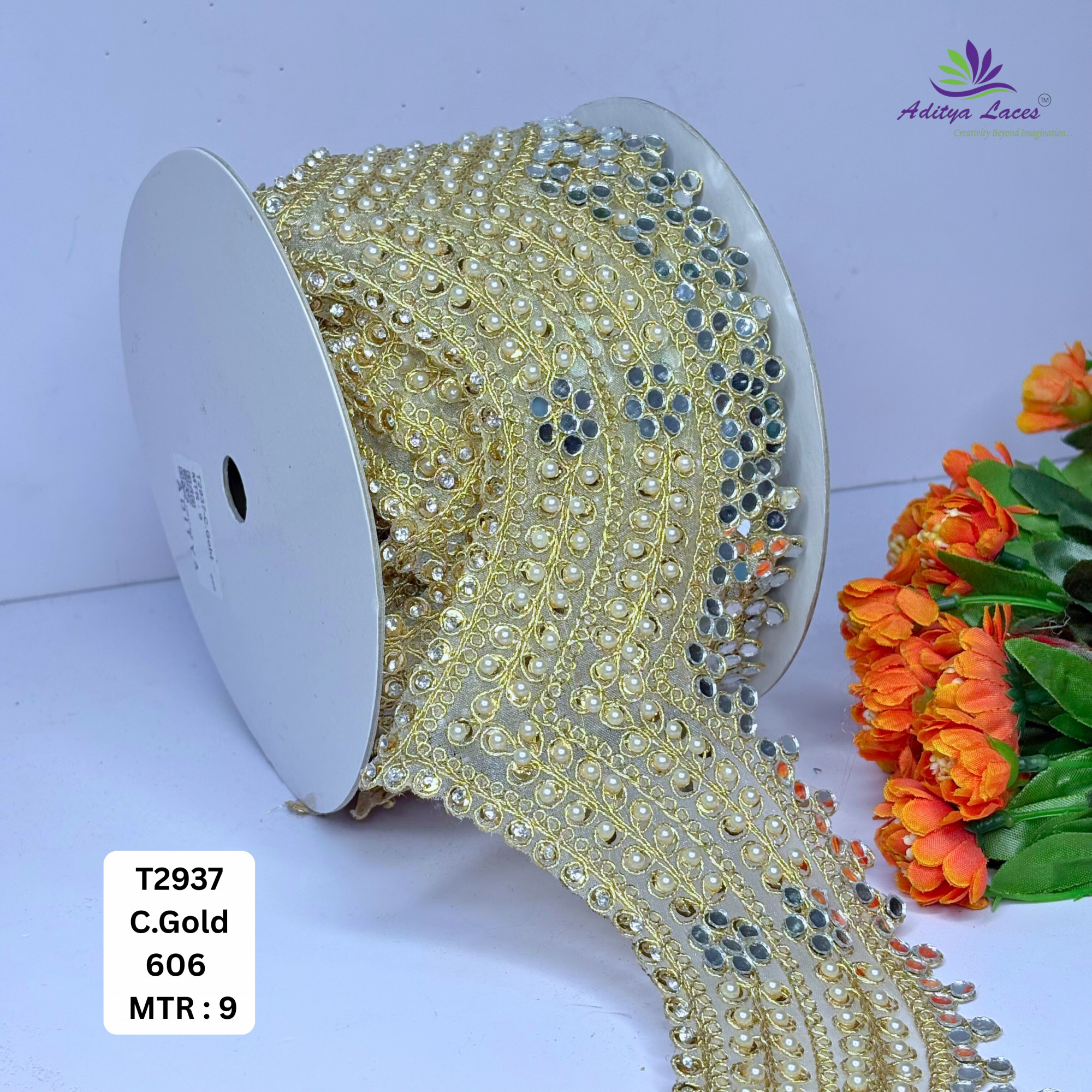 Elegant Tissue Handwork Lace Border for Saree Bridal Ethnic Wear