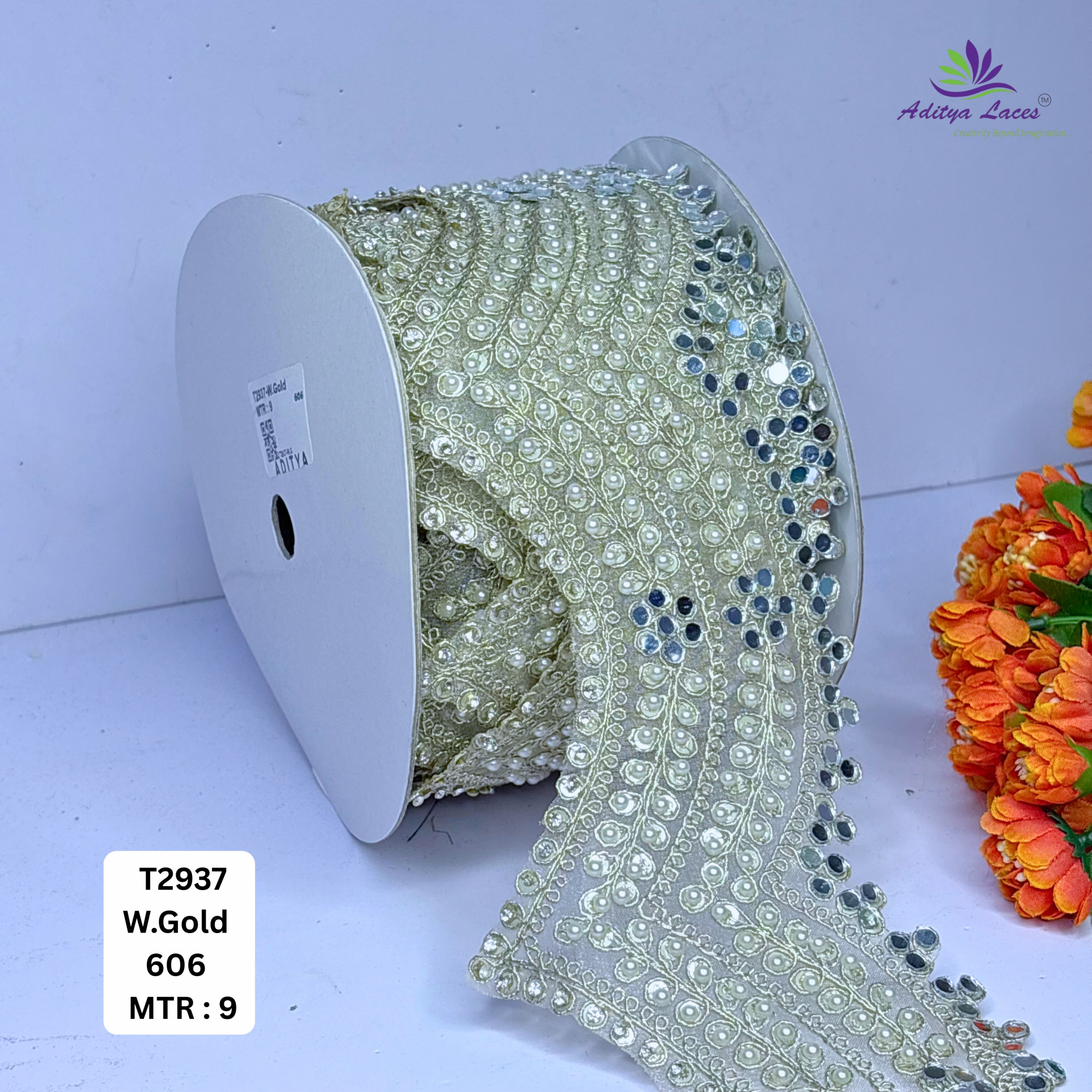 Elegant Tissue Handwork Lace Border for Saree Bridal Ethnic Wear