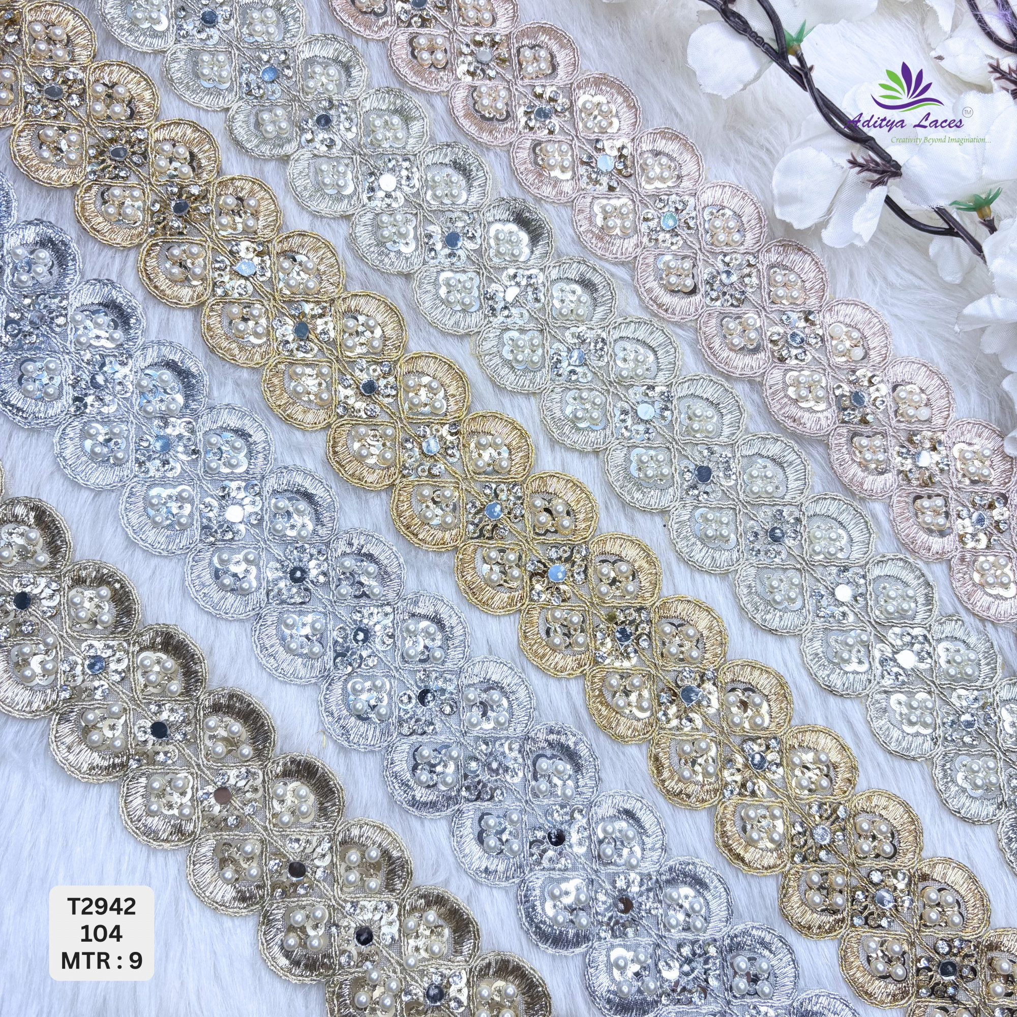 Decorative Tissue Handwork Lace Border for Saree Bridal Ethnic Wear