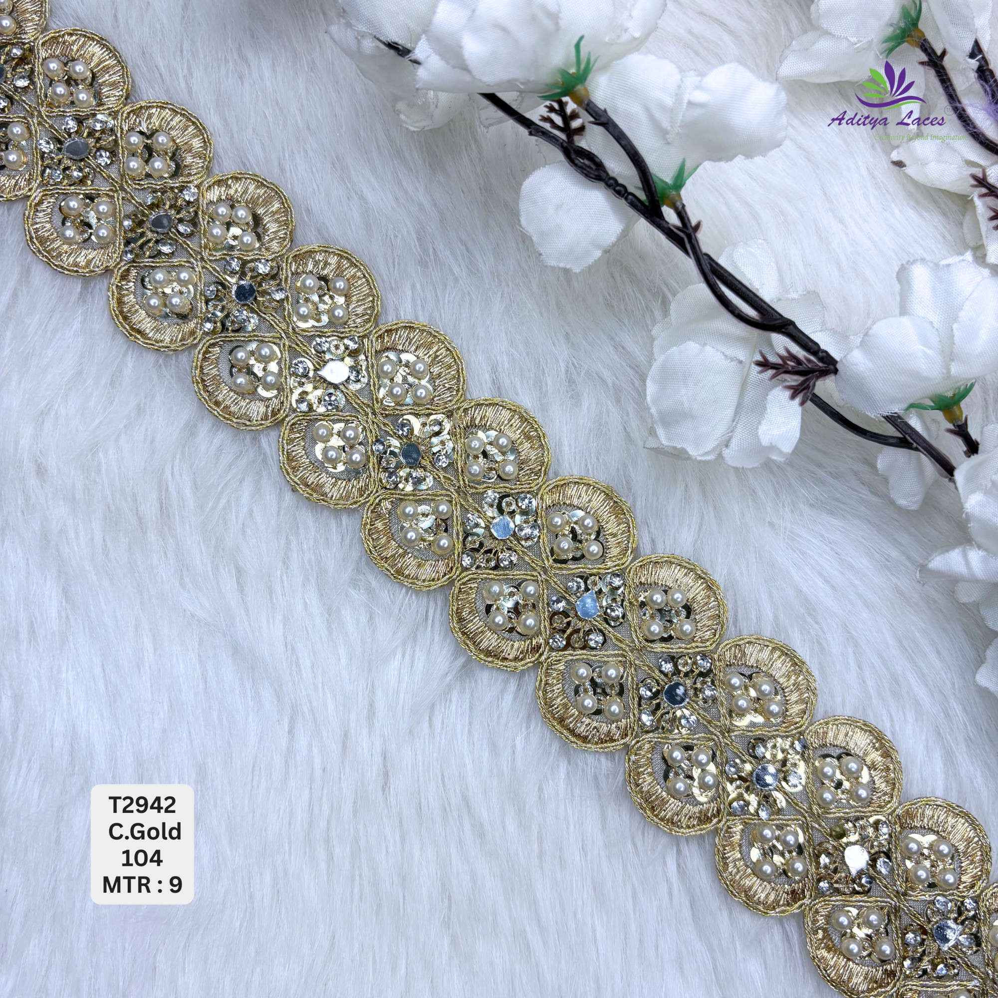 Decorative Tissue Handwork Lace Border for Saree Bridal Ethnic Wear