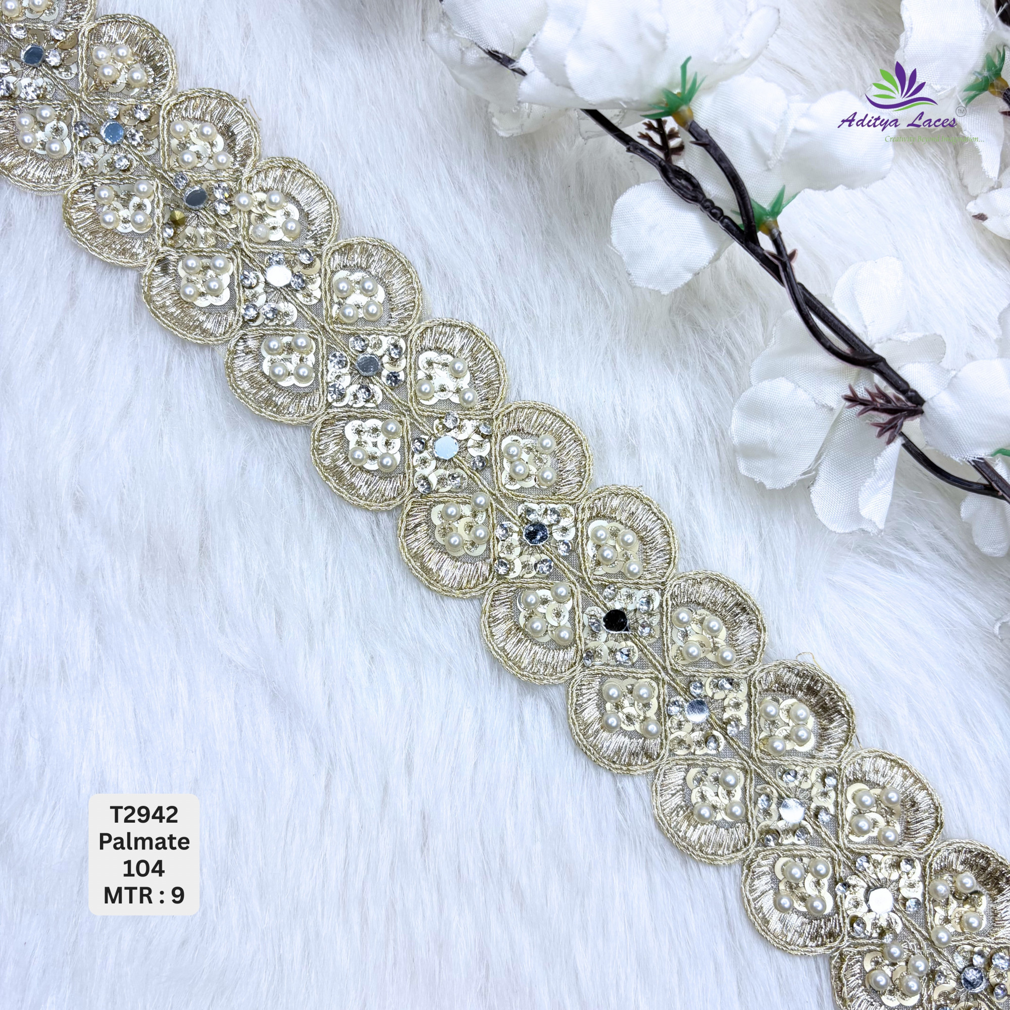 Decorative Tissue Handwork Lace Border for Saree Bridal Ethnic Wear