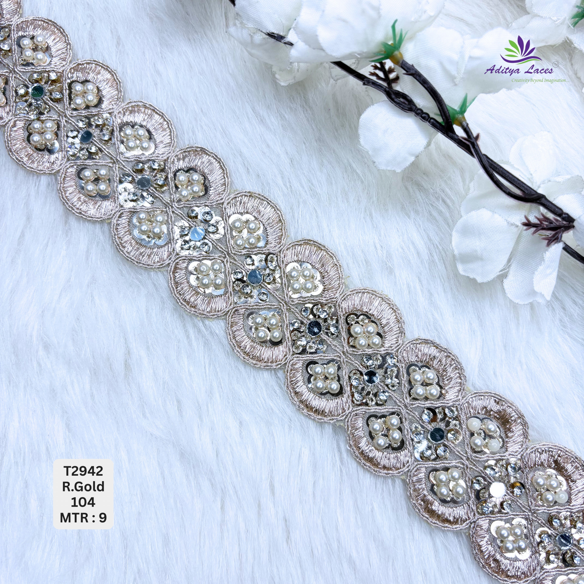 Decorative Tissue Handwork Lace Border for Saree Bridal Ethnic Wear