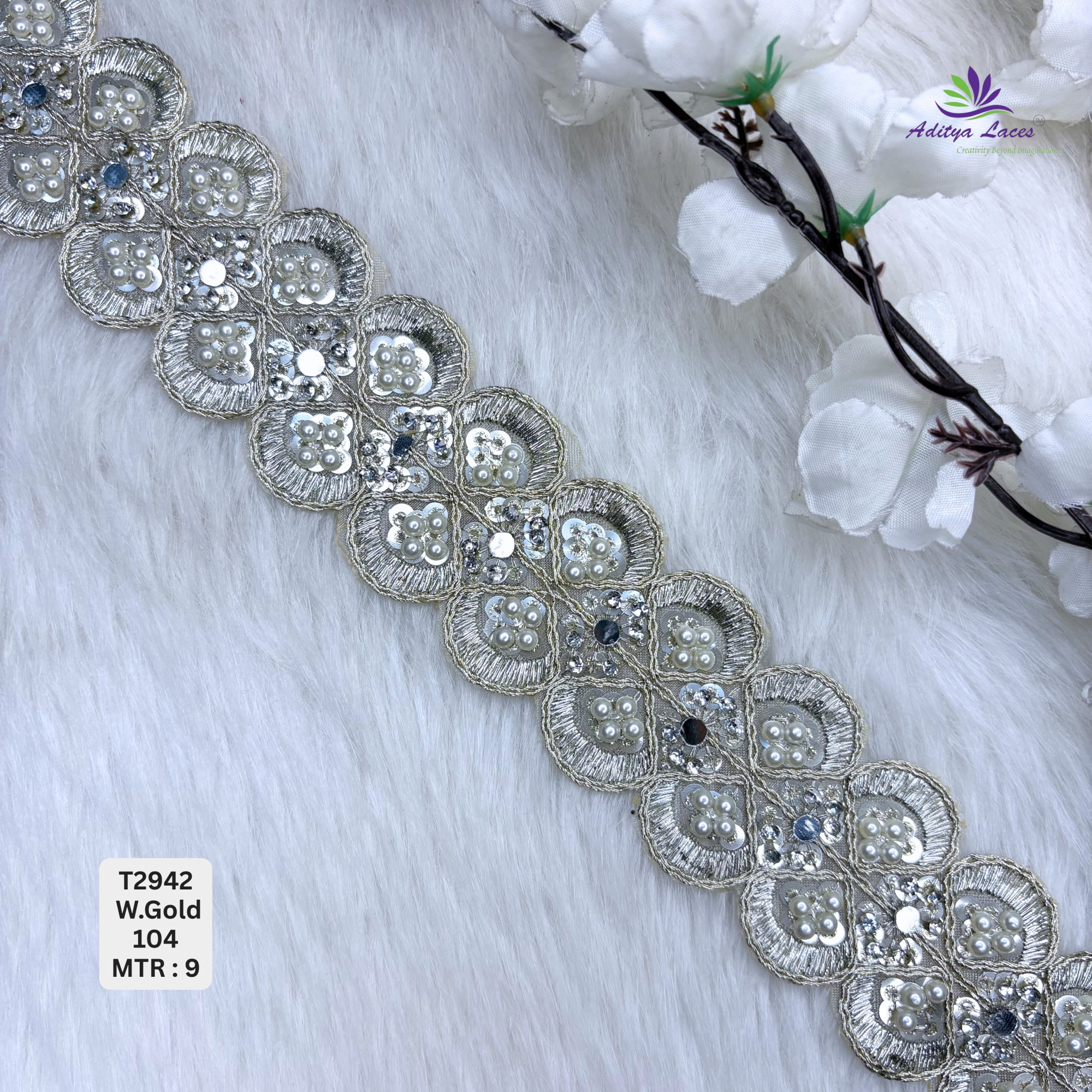 Decorative Tissue Handwork Lace Border for Saree Bridal Ethnic Wear