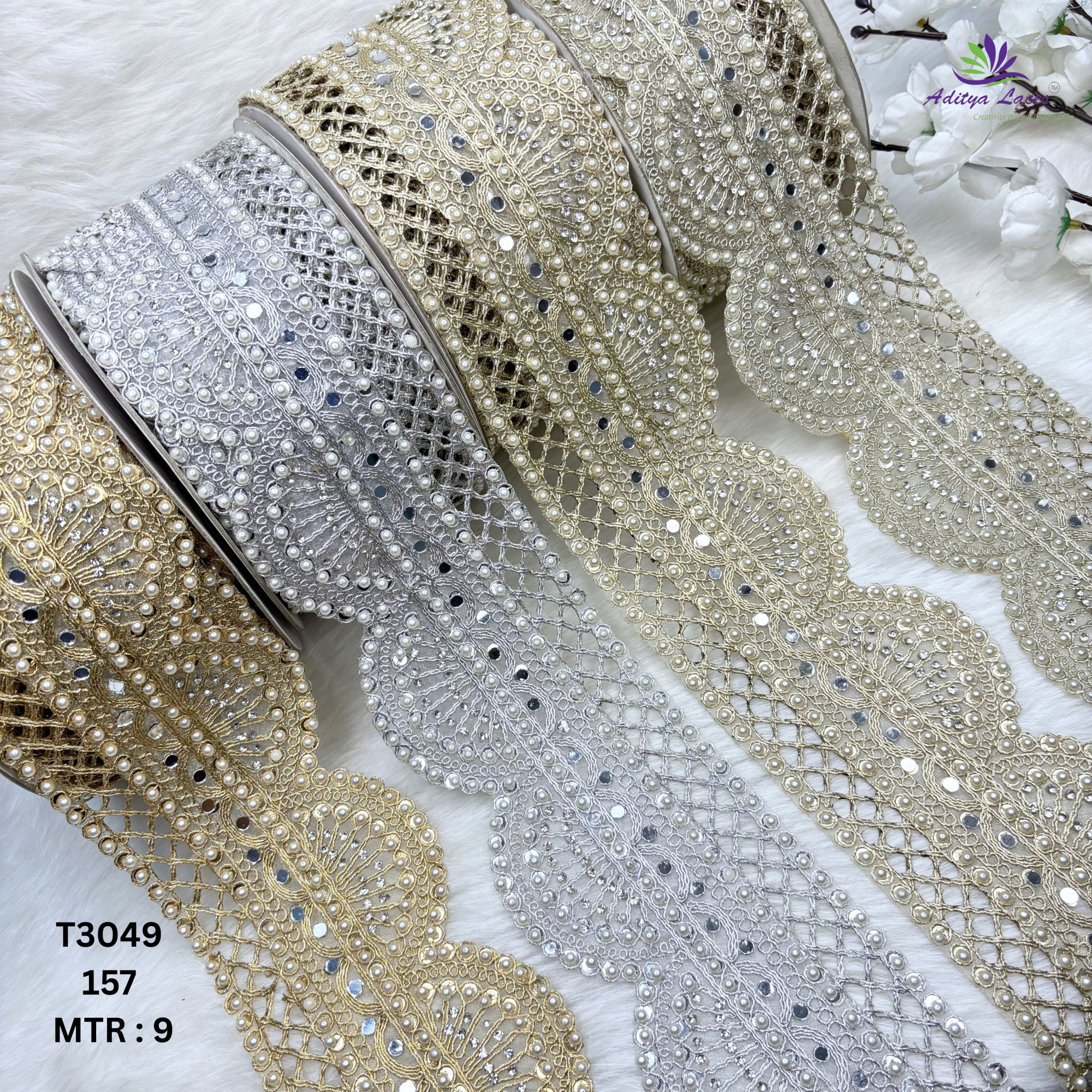 Fancy Tissue Handwork Lace Border for Saree Bridal Ethnic Wear