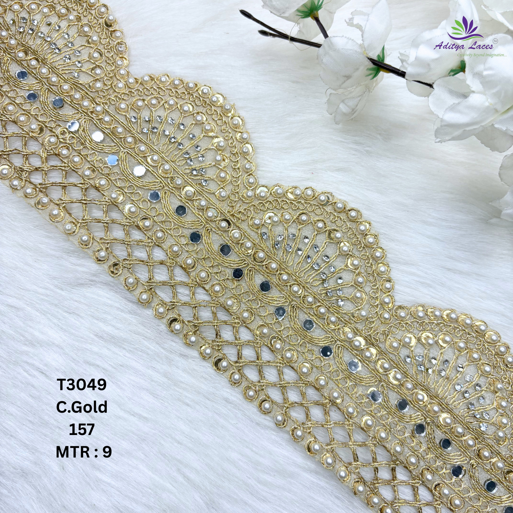 Fancy Tissue Handwork Lace Border for Saree Bridal Ethnic Wear