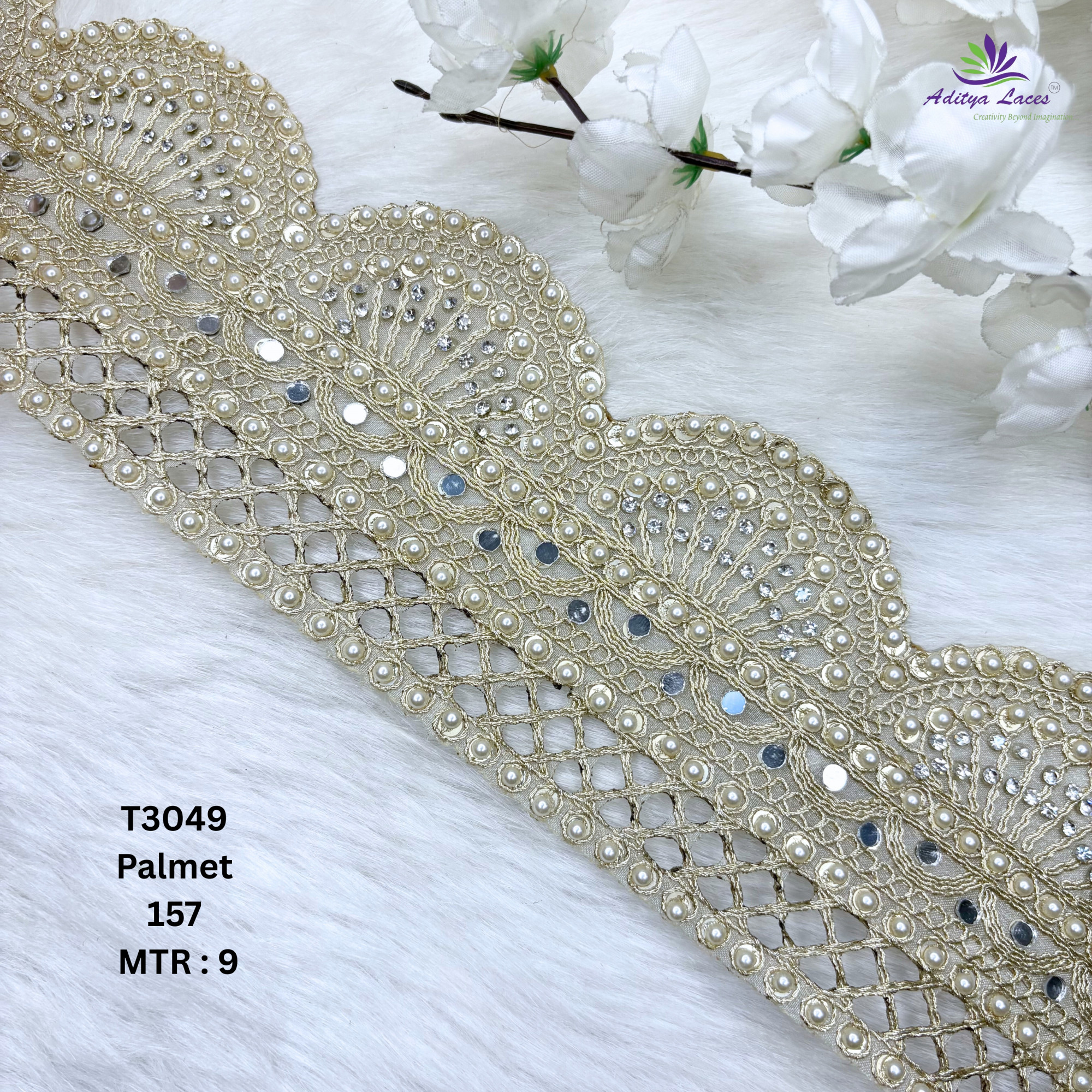 Fancy Tissue Handwork Lace Border for Saree Bridal Ethnic Wear