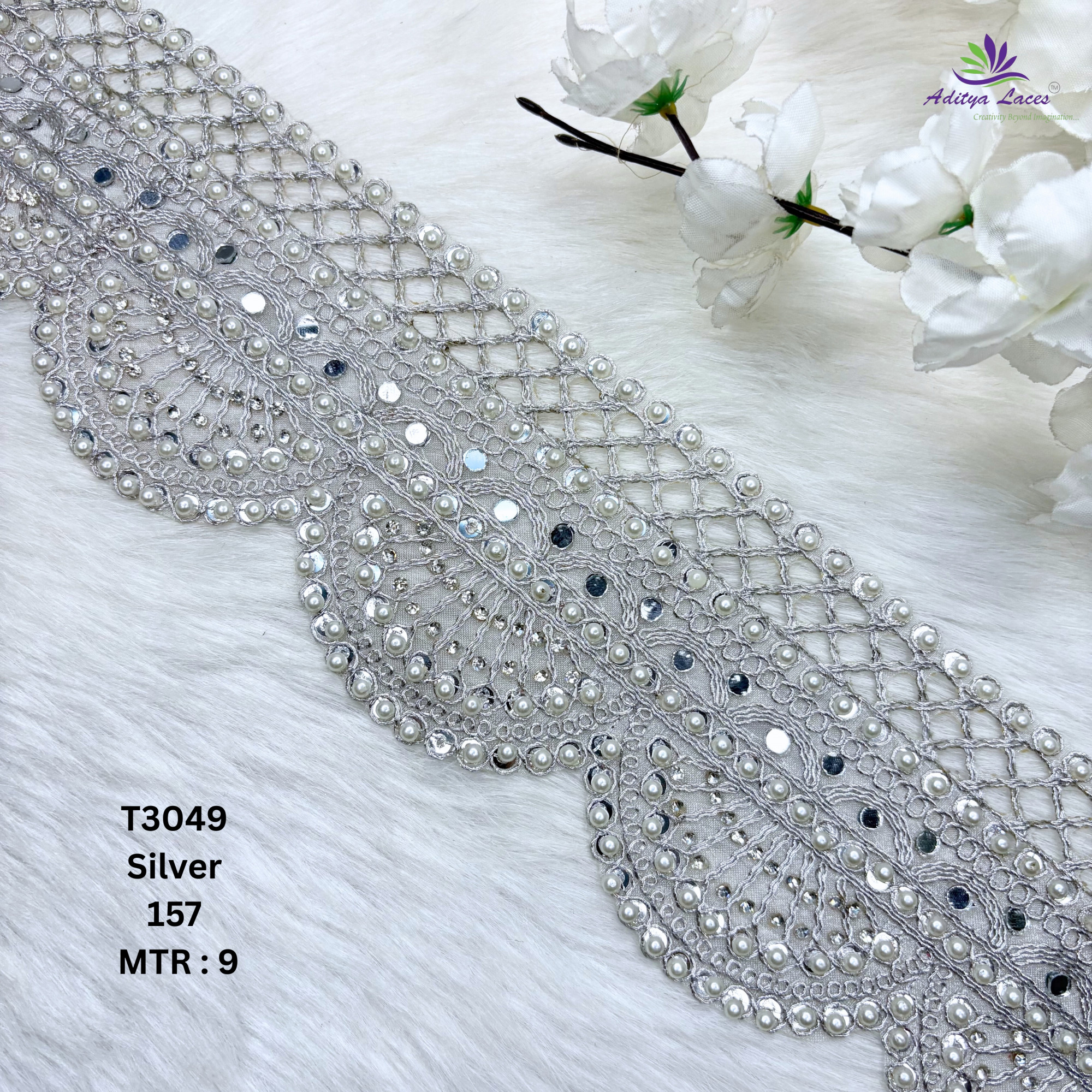 Fancy Tissue Handwork Lace Border for Saree Bridal Ethnic Wear