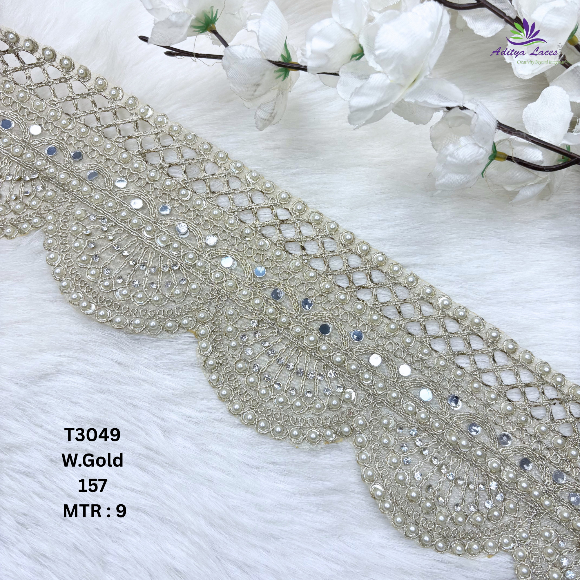 Fancy Tissue Handwork Lace Border for Saree Bridal Ethnic Wear